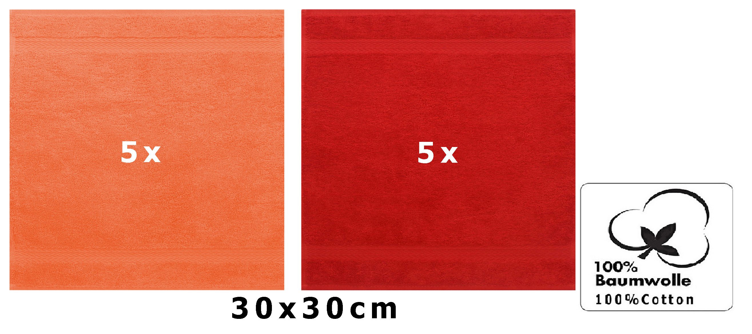 Betz Gästehandtücher 10 Stück Gästetuch Set Premium 30x50 cm Farbe orange/ rot, 100% Baumwolle (Set, 10-St)