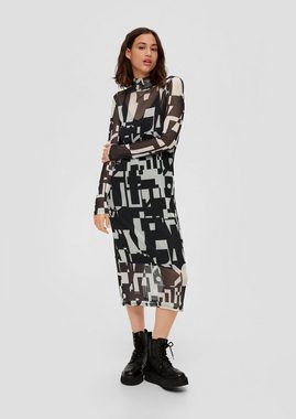 QS Minikleid Midikleid mit All-over-Print aus Mesh