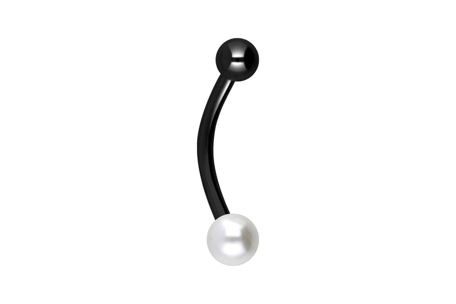 PIERCINGLINE Bauchnabelpiercing Chirurgenstahl Mini Bananabell SYNTHETISCHE PERLE + (Bananabells, 1-tlg)