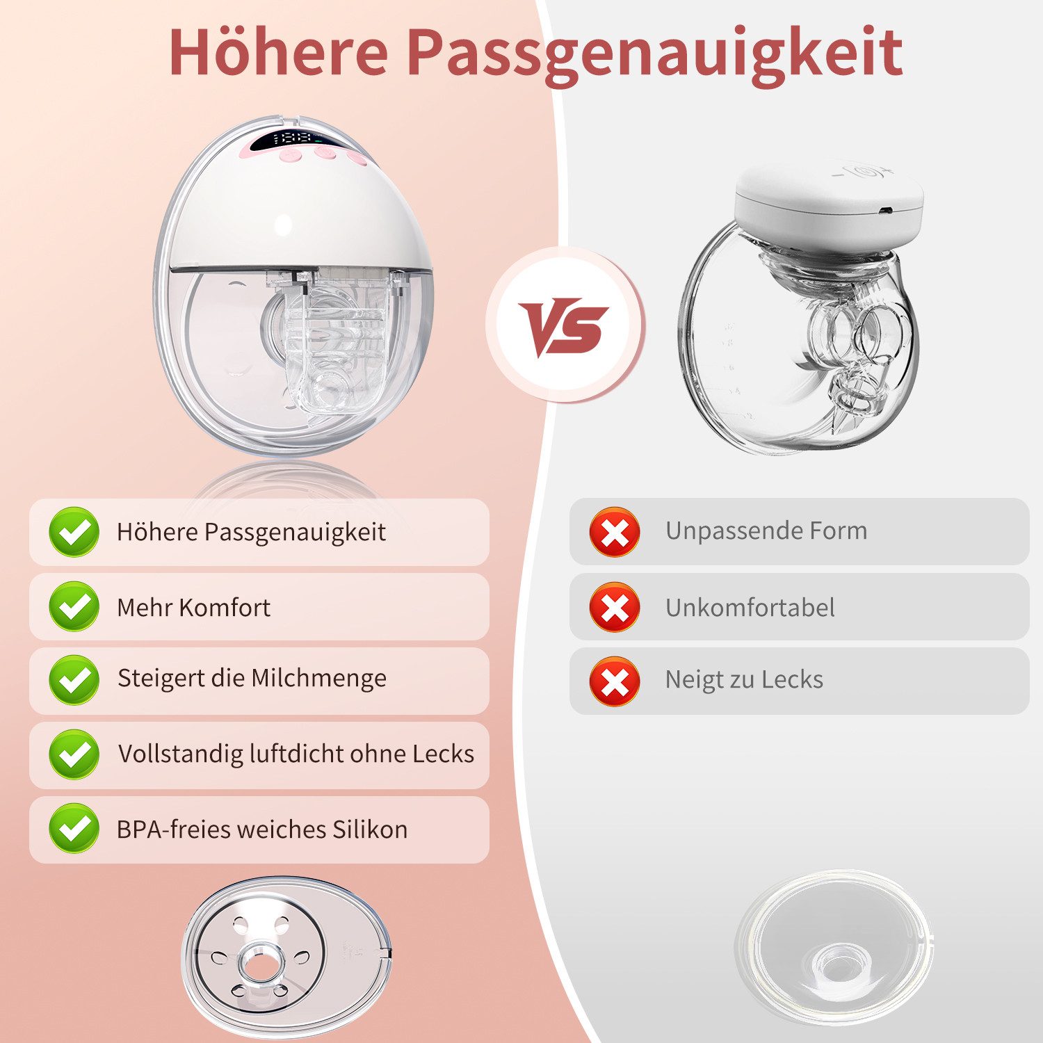 ibettertec Elektrische Milchpumpe Tragbare Milchpumpe mit 4 Modi, 12 Stufen & LCD-Display, Tragbare Milchpumpe, LED-Display, besonders leise, wiederaufladbar