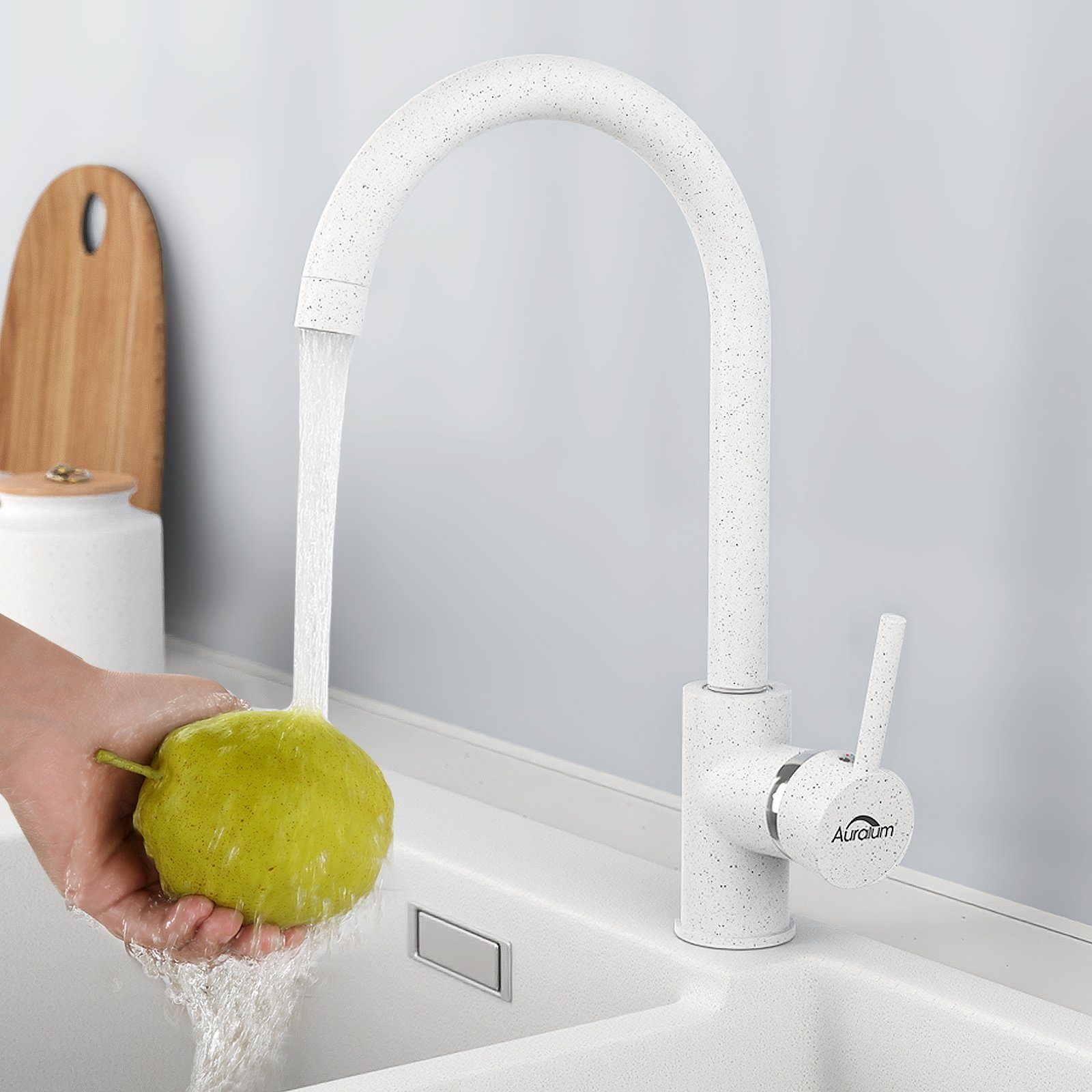 Wasserhahn Küche Küche Mischbatterie 360° Hochdruck Weiß Küche Armatur Küchenarmatur Auralum Drehbar