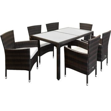 Casaria Sitzgruppe 6+1, Stühle stapelbar 7cm Auflagen 150x90cm Gartentisch Balkon Essgruppe