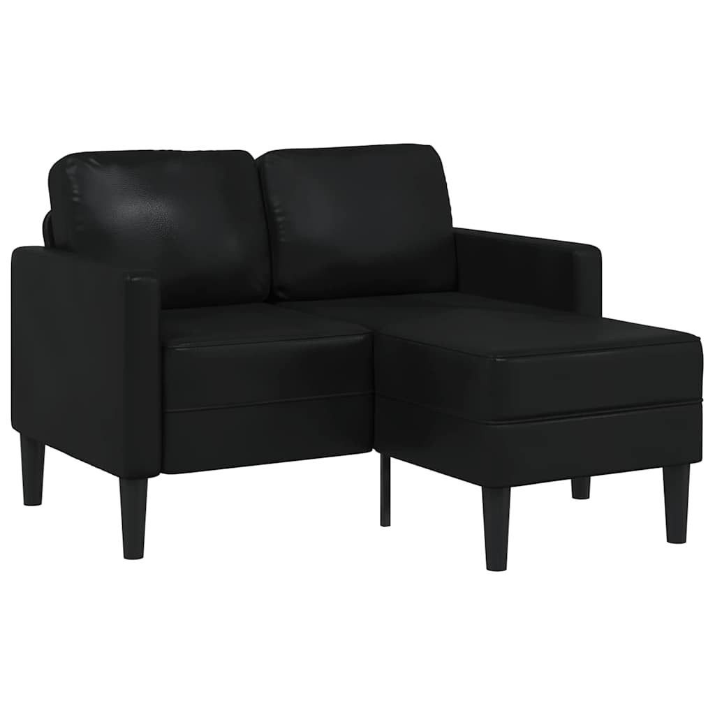 vidaXL Sofa 2-Sitzer-Sofa mit Chaiselongue L-förmig Schwarz 125 cm Kunstleder, 1 Teile