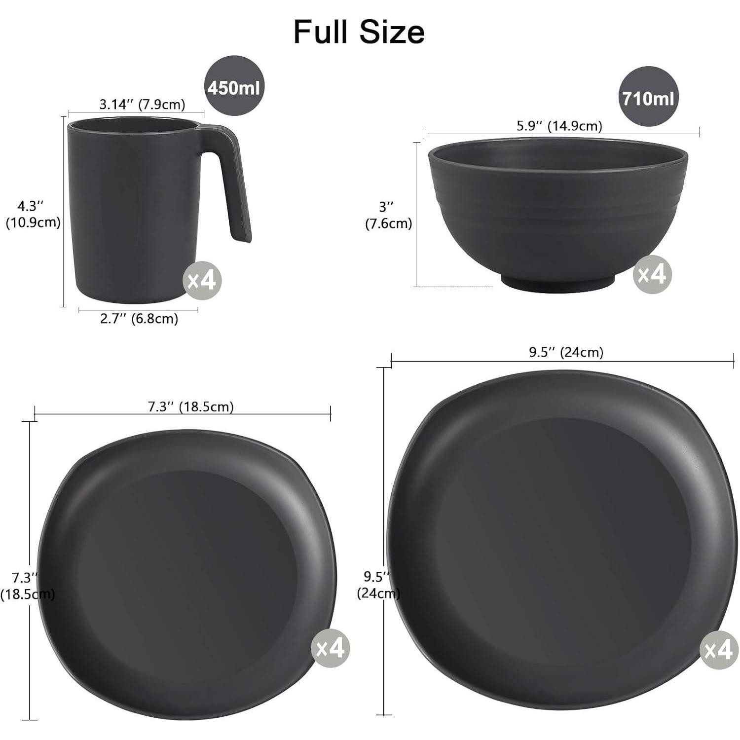 LuxusKollektion Kombiservice Geschirrset PP 16 Teile Speiseteller Dessertteller 16pcs-quadratisch-2