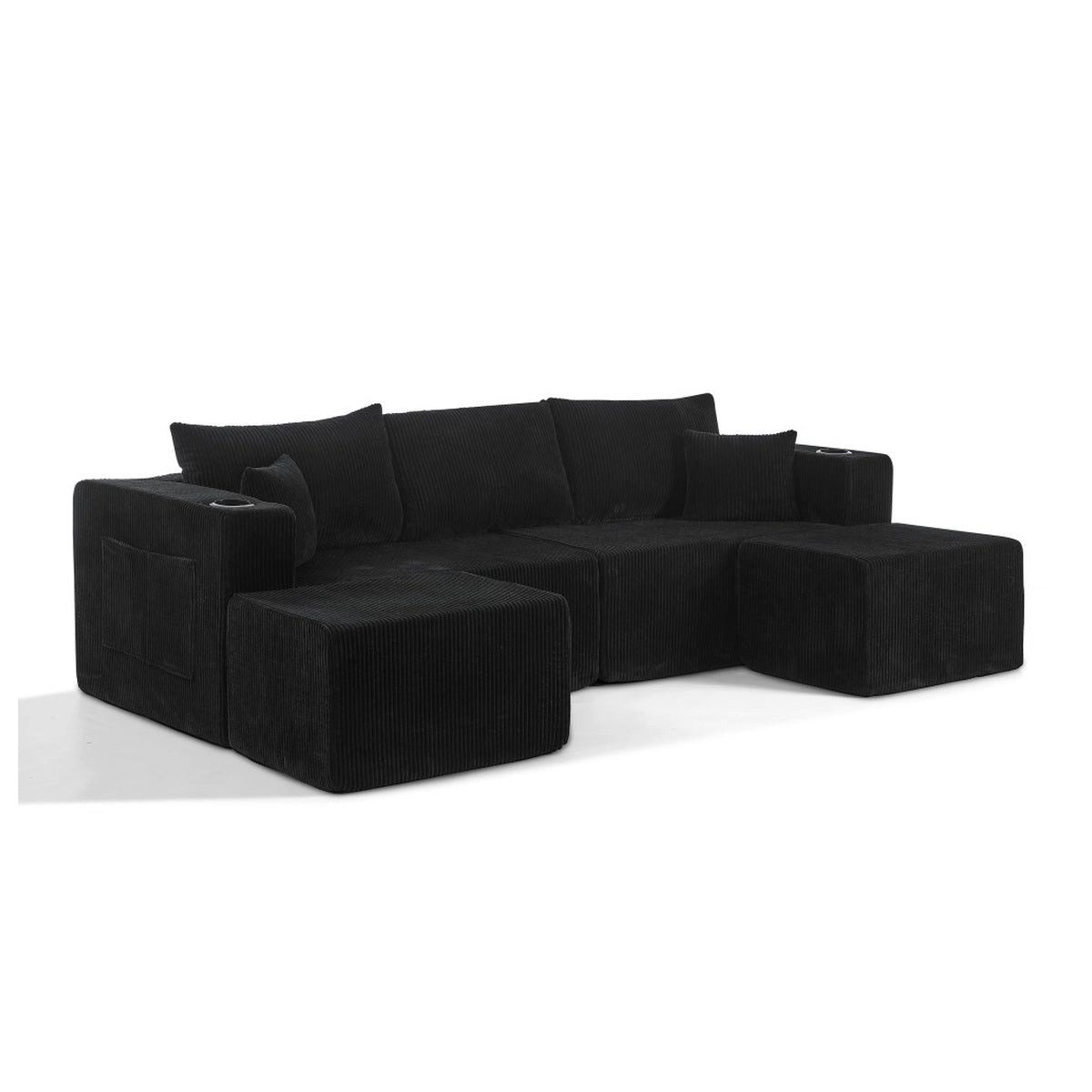 SIKAINI Ecksofa Ecksofa aus Schaumstoff in schwarz, 3 Teile