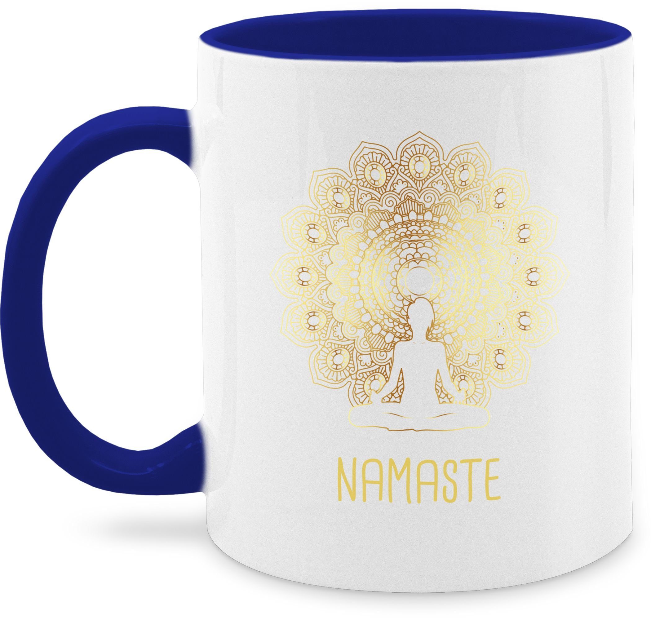Shirtracer Tasse Namaste Yoga Chakra Mandala, Keramik, Yoga 3 Dunkelblau