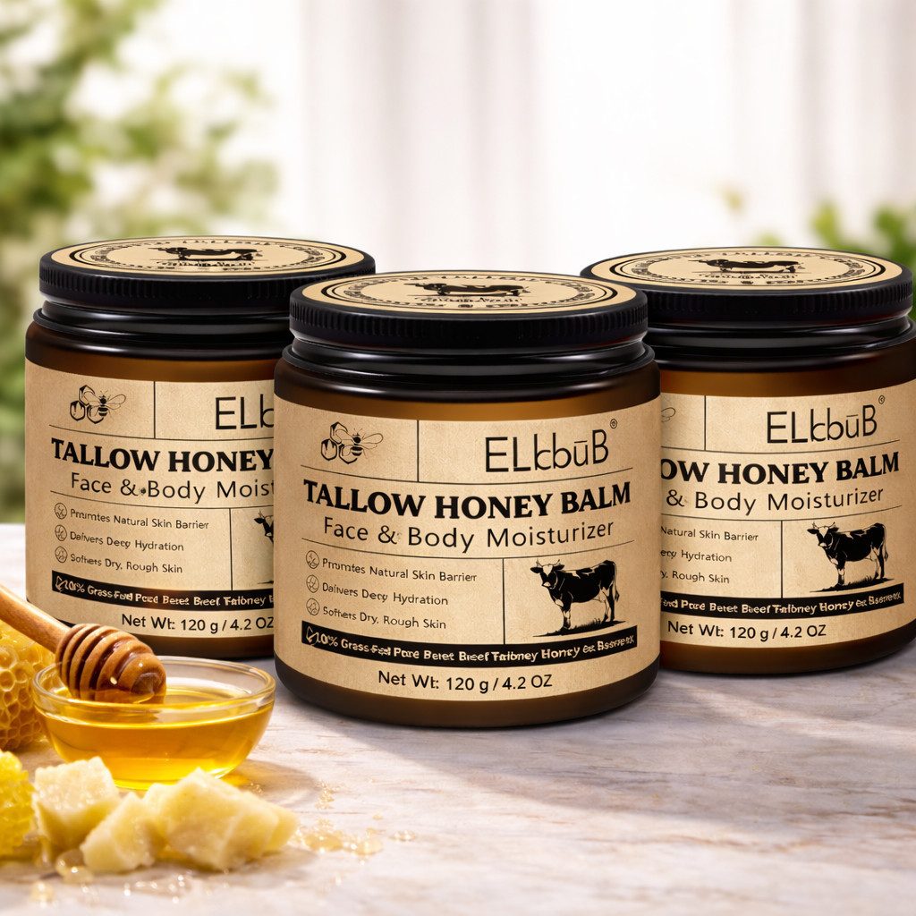 NEXGEN LUXUS SCHÖNHEIT & HAUTPFLEGE Körpercreme Hautpflege Rindertalg Honig Beef Tallow Creme Gesicht Balsam 120 g Packung, 3-tlg., Aufgeschlagene Honigcreme Langanhaltende Feuchtigkeit Pflege