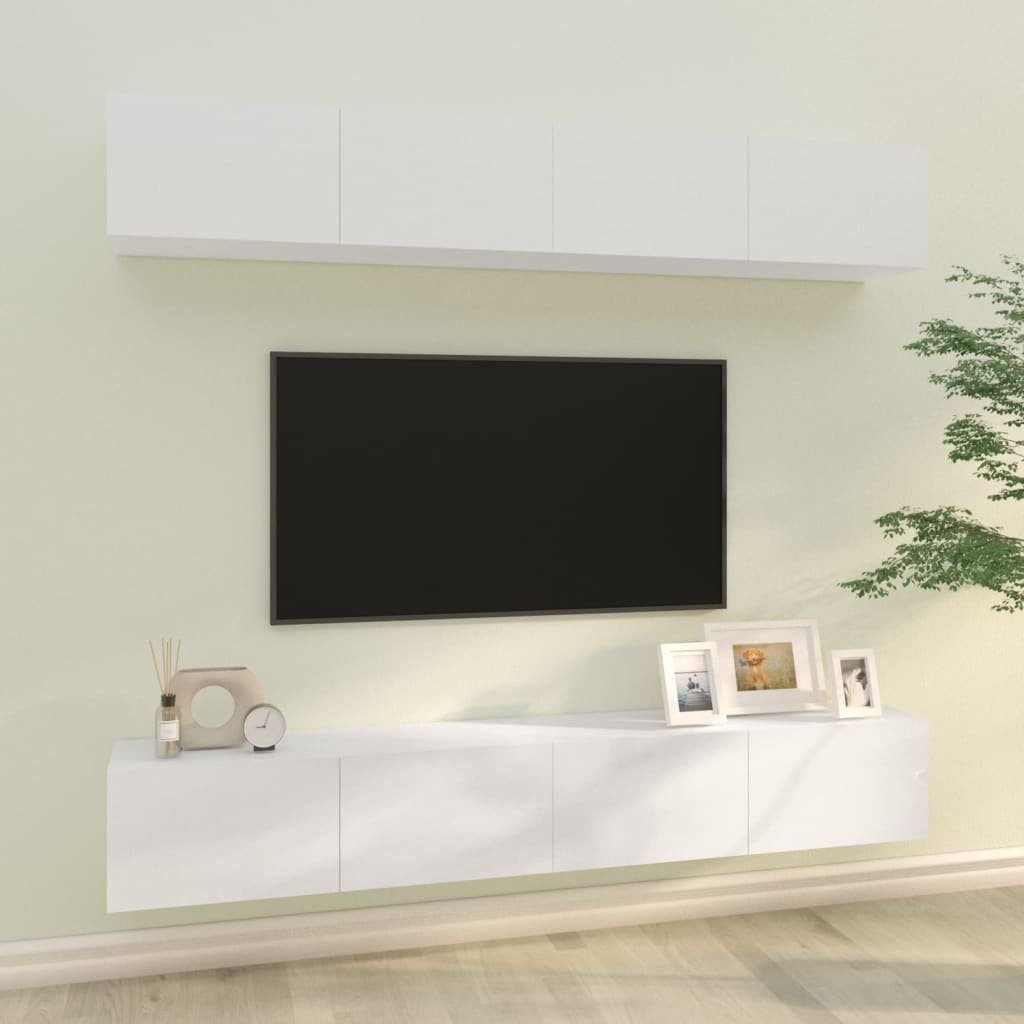 vidaXL TV-Schrank TV-Wandschränke 4 Stk. Hochglanz-Weiß 100x30x30 cm (4-St)