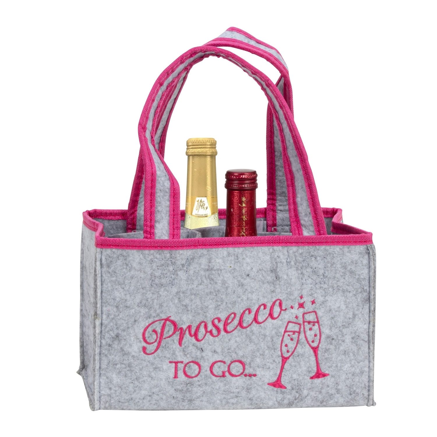 Macosa Home Tragetasche Filztasche Prosecco to go 24 cm Flaschentasche Flaschenträger (1-tlg., Geschenktasche), Sekt Wein Getränketasche Aufbewahrungstasche Filz Tasche