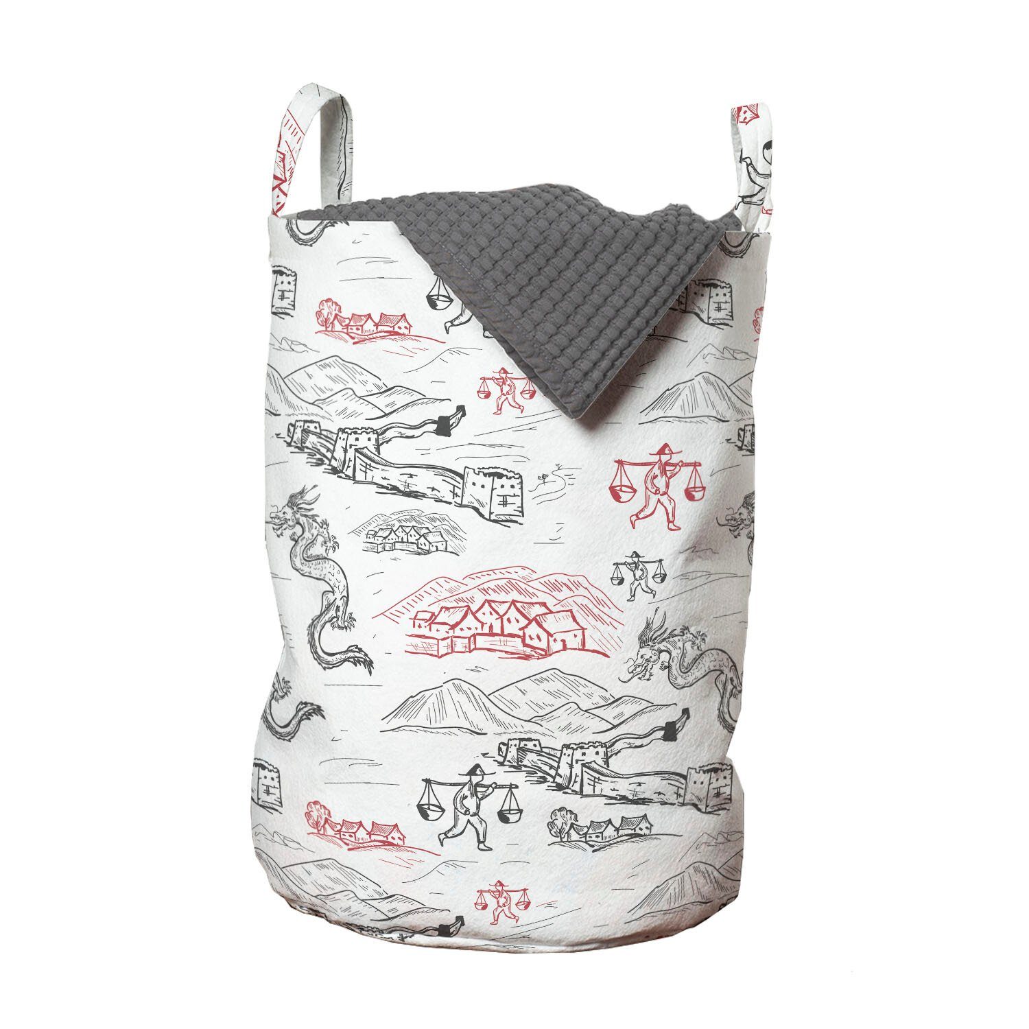 Abakuhaus Wäschesäckchen Wäschekorb mit Griffen Kordelzugverschluss für Waschsalons, Chinesisch Wall of China | Wäschesäcke