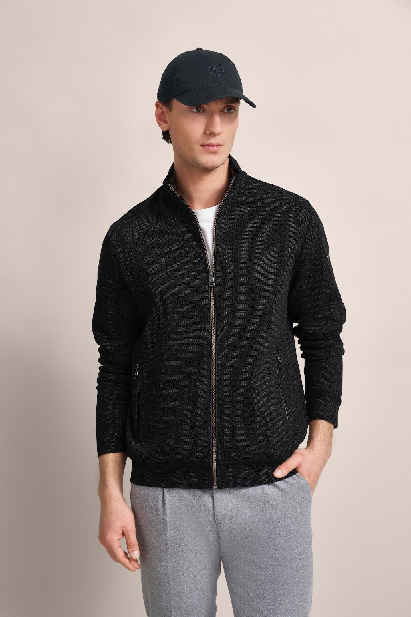 bugatti Sweatjacke mit leichter Struktur