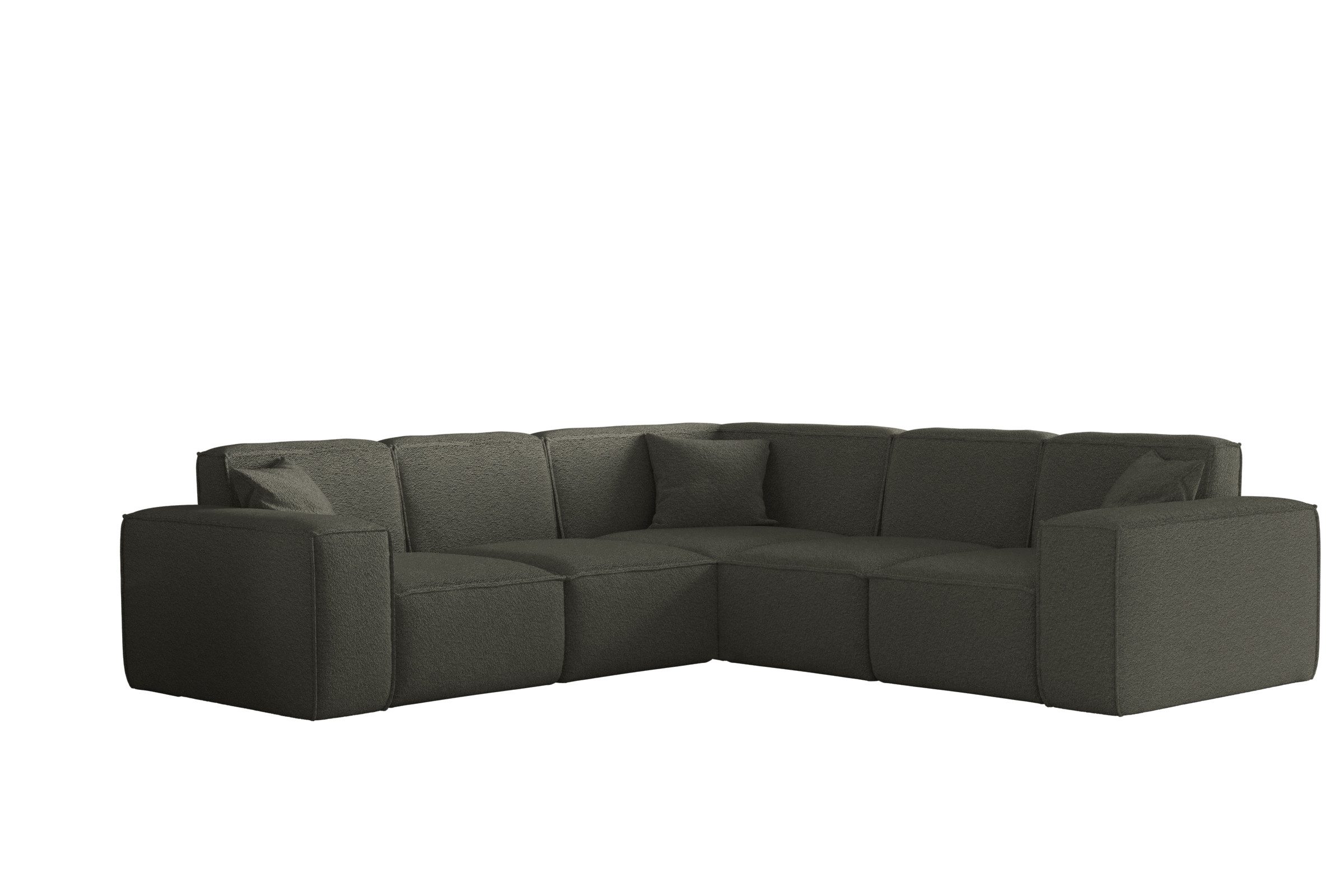 Fun Möbel Ecksofa Ecksofa Designersofa CELES PREMIUM Seite Universal in Stoff, Sofa Rücken echt bezogen