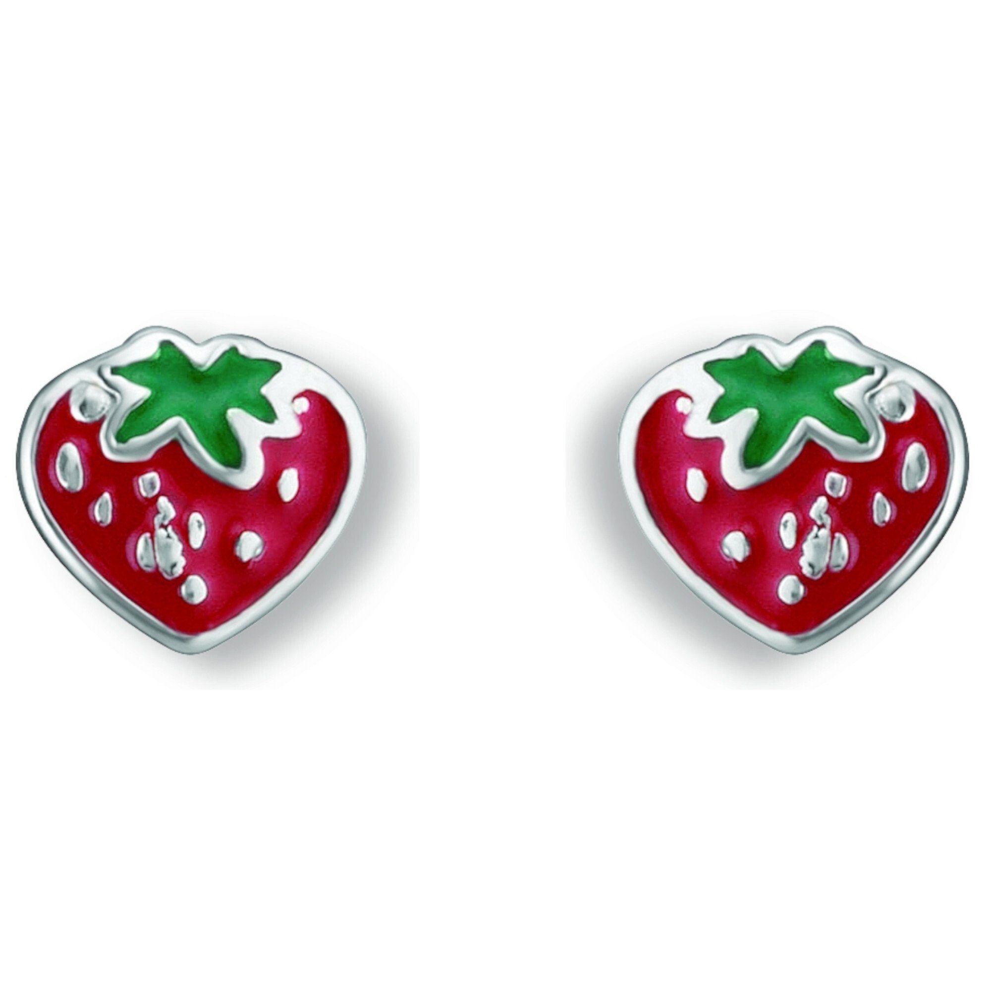 Silber Paar Erdbeere 925 aus Damen Silber, Ohrstecker Erdbeere Schmuck ELEMENT ONE Ohrstecker Ohrringe