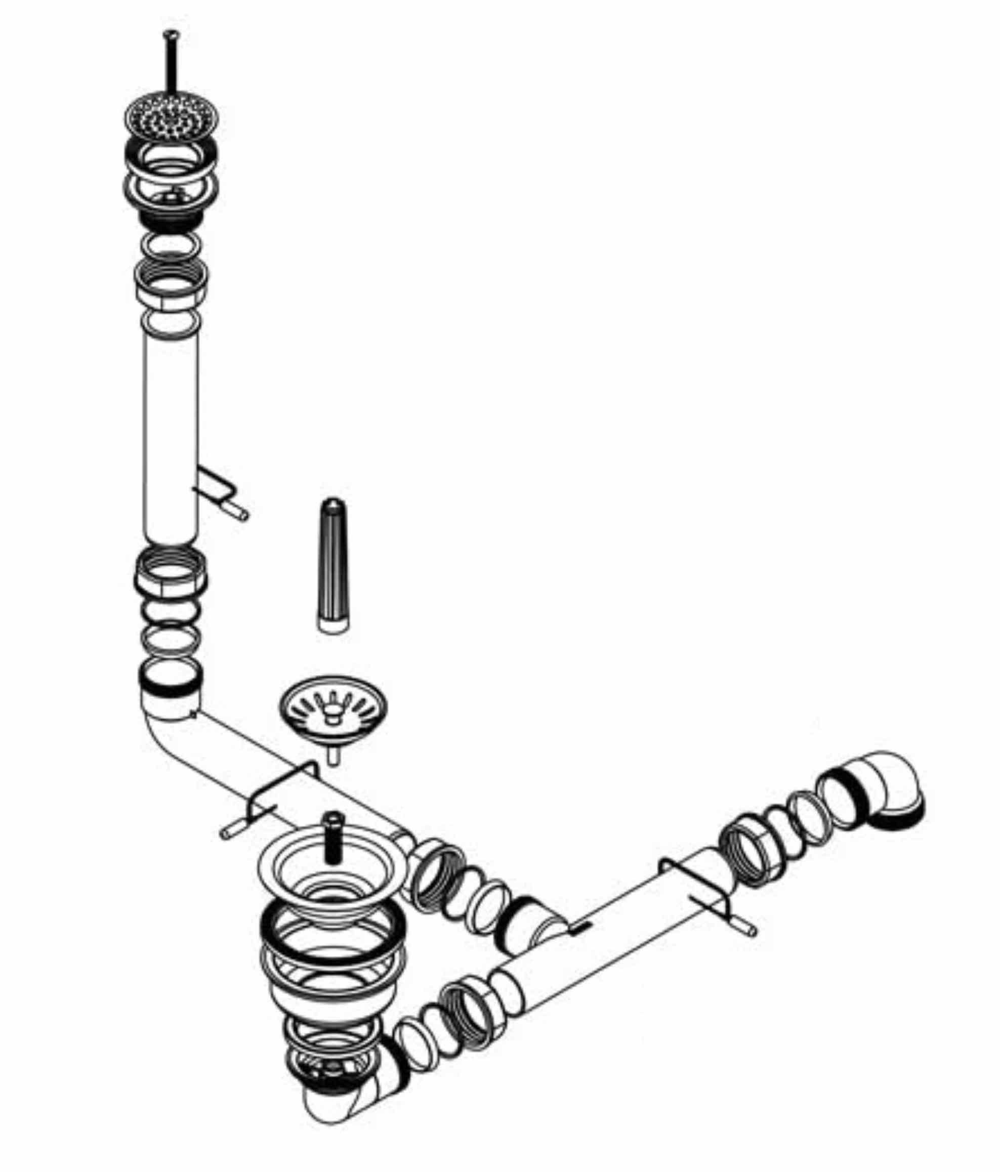 Systemceram Einbauspüle KeraDomo Ablaufgarnitur Siebkorb 3,5 Zol, Delta 90 und DELTA 100