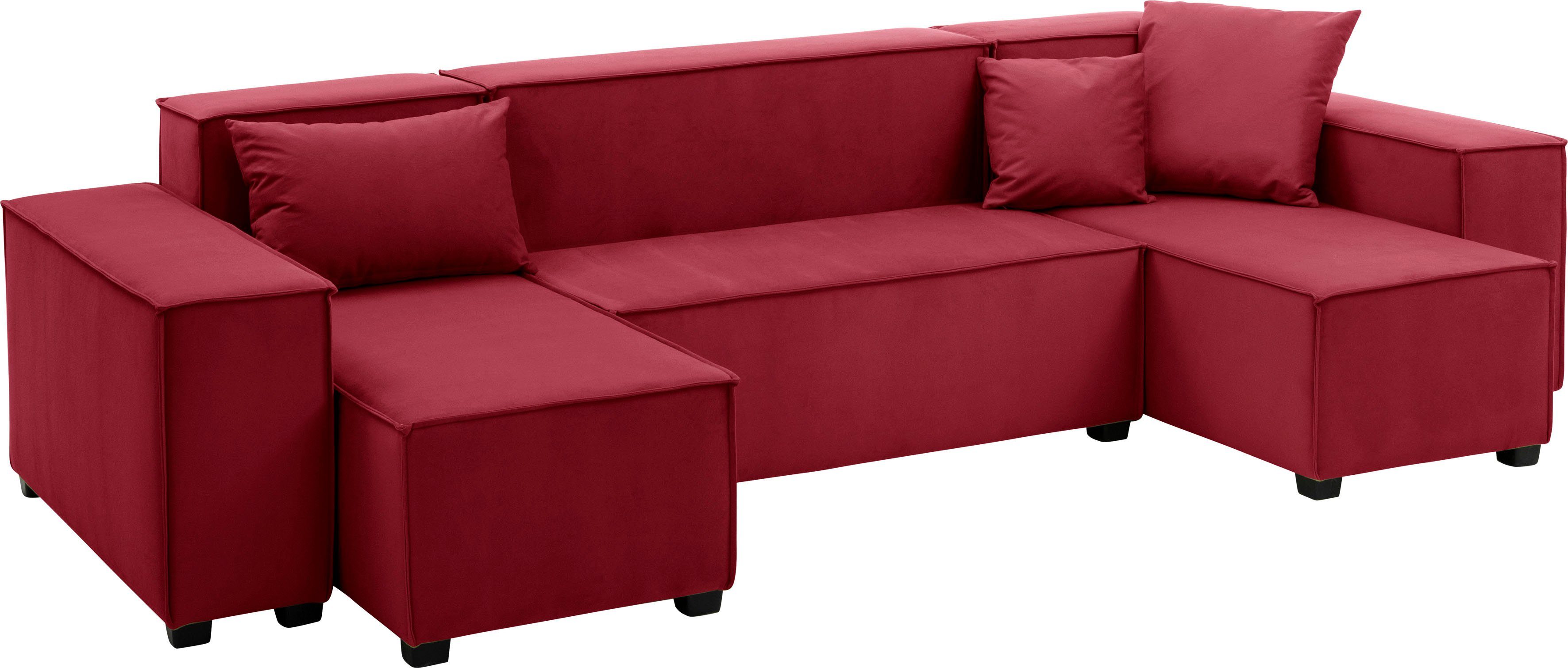 Max Winzer® Wohnlandschaft Set, Sofa-Set MOVE, 06 kombinierbar 3 Zierkissen, inklusive 8 rot Sitz-Elementen, aus