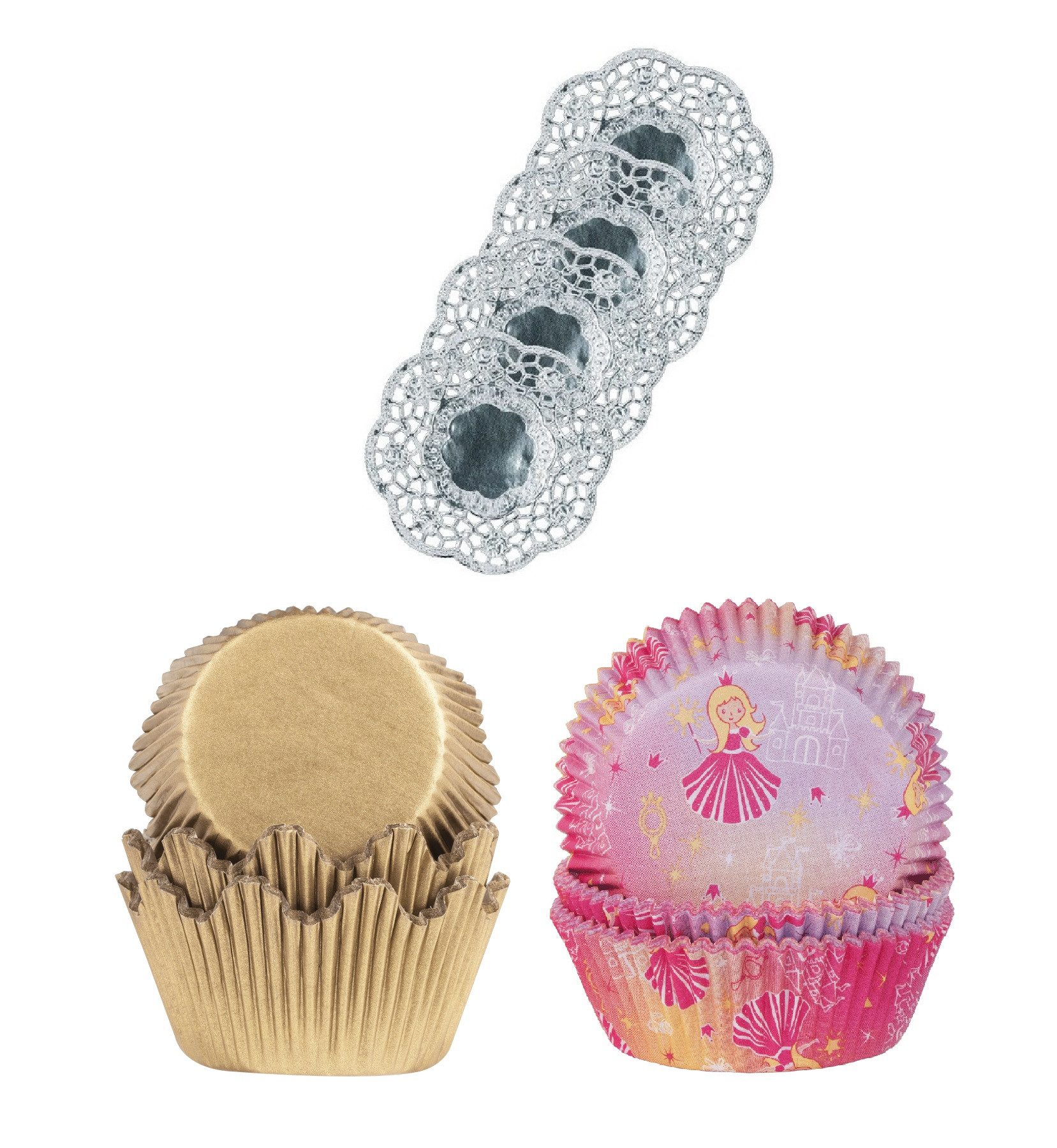 Demmler Muffinform Palast Set - Muffin- und Kronenbackformen - Gold und Prinzessin Motiv, zum Backen, Servieren und Präsentieren von Muffins - Made in Germany