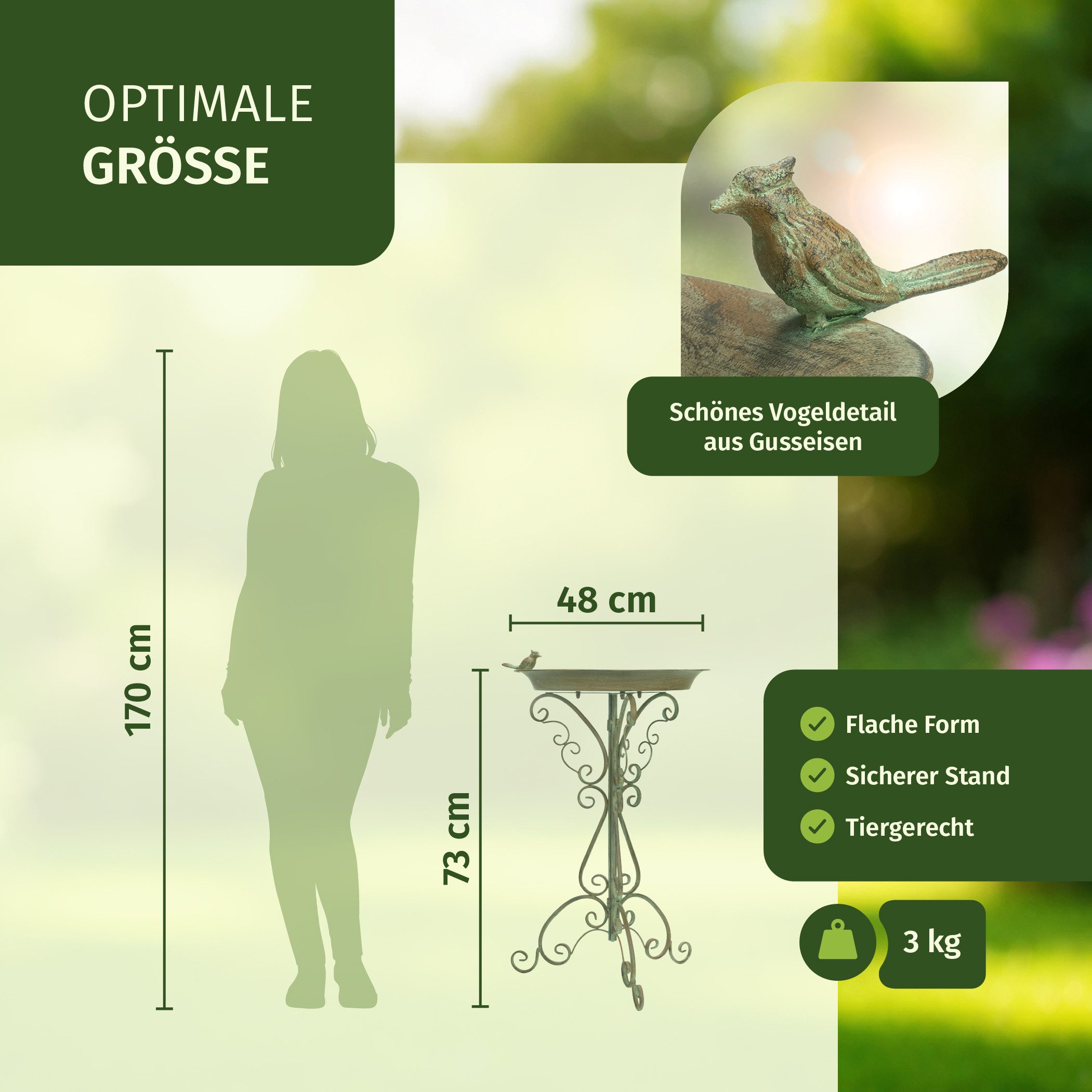 Moritz Vogeltränke Vogelbad stehend grün – Bild 2 von 5
