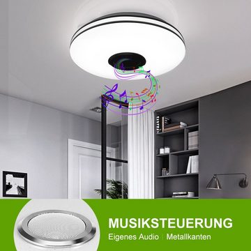 LETGOSPT Deckenleuchte Deckenlampe mit Bluetooth Lautsprecher, Musik Lampe, RGB Farbwechsel, LED fest integriert, Dimmbar mit Fernbedienung oder APP, für Wohnzimmer Schlafzimmer Bar