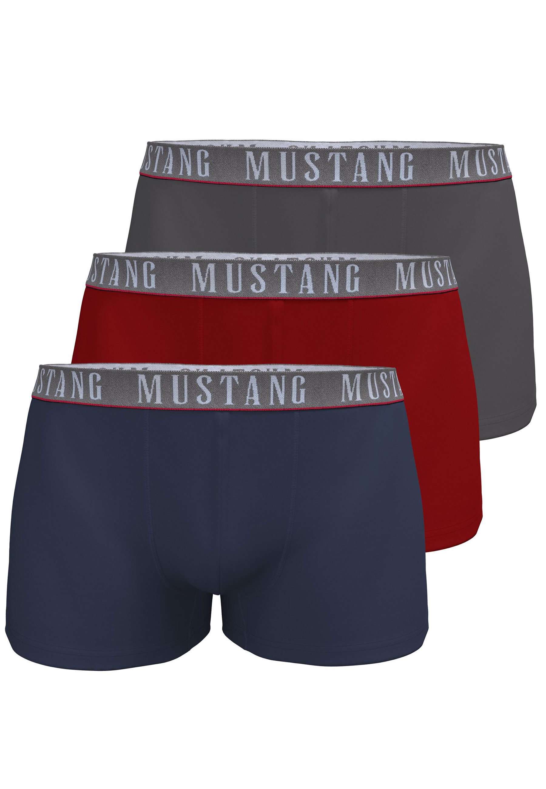 MUSTANG Retro Boxer KILIAN Retro-Pants Herren Unterhose Boxershorts (Spar-Set, 3-St) enge Passform, perfekter Sitz, elastischer Bund, maximaler Komfort