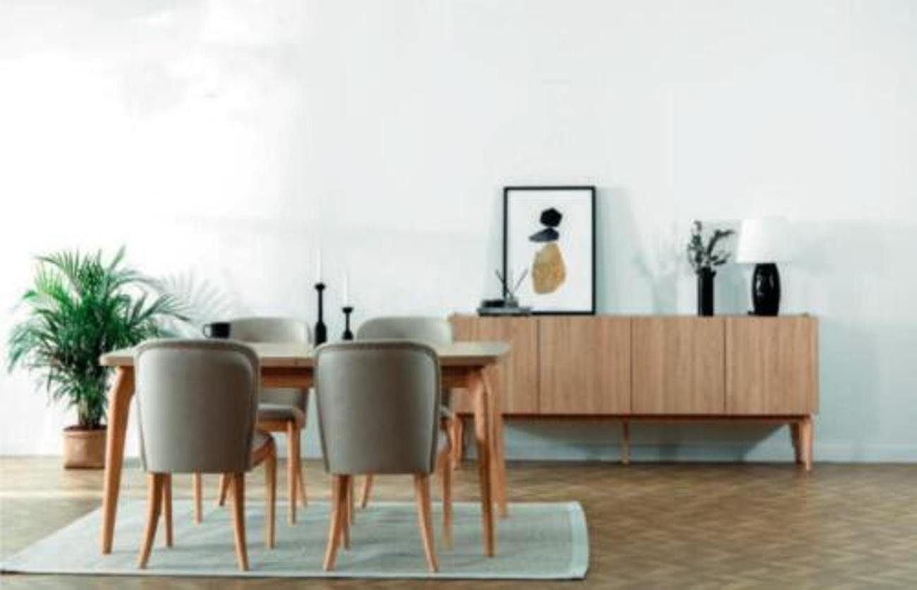 Esszimmer Esstisch in Garnitur, Esstisch 4x JVmoebel Esszimmer-Set Gruppe Made 1x Sideboard Set 1x 6tlg + Stühle (6-St., 4х Sideboard), Stühle Europa + Luxus