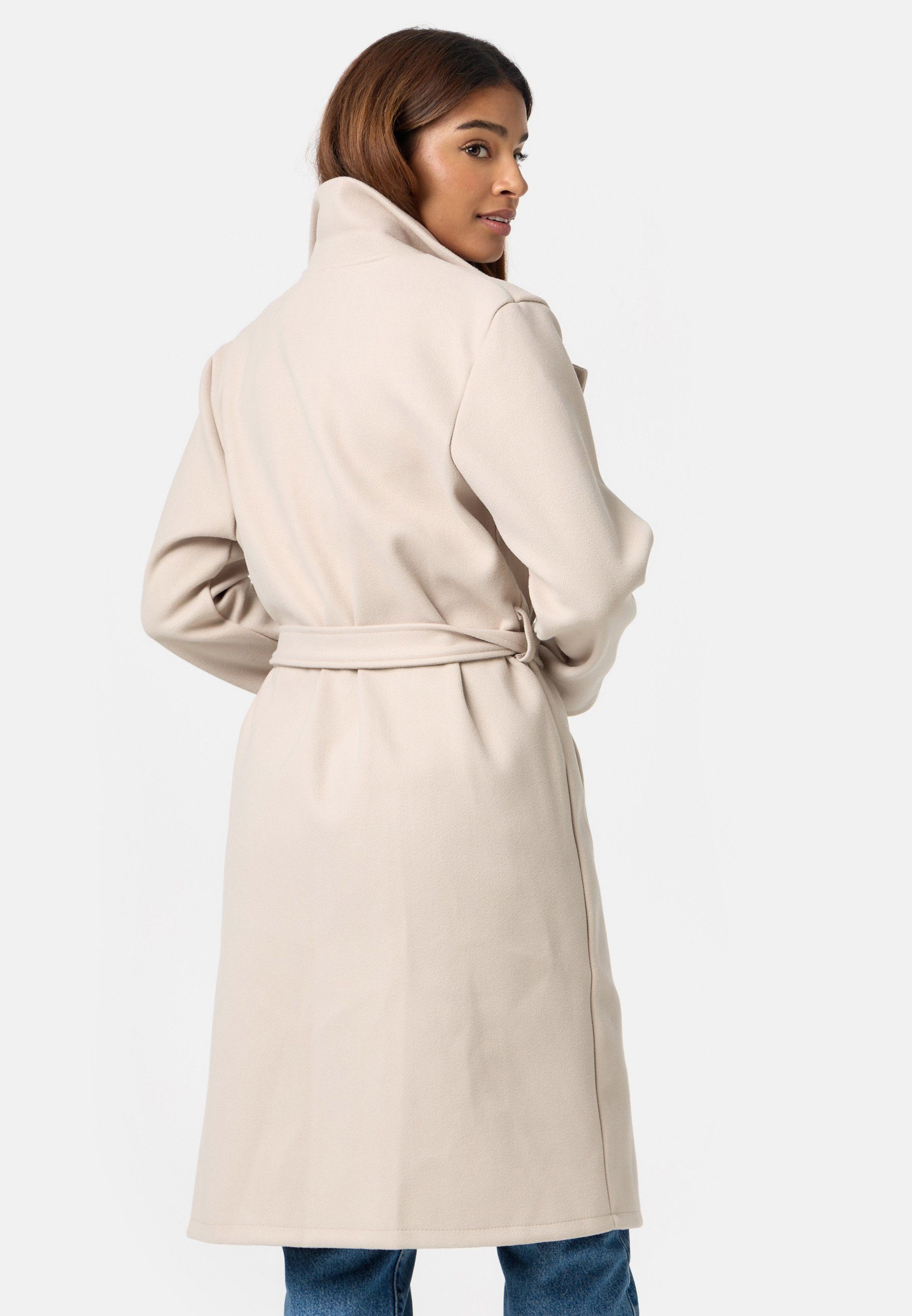 Mantel Damen Gürtel TRENCHCOAT Worldclassca langer Worldclassca Trenchcoat mit Creme Reverskragen