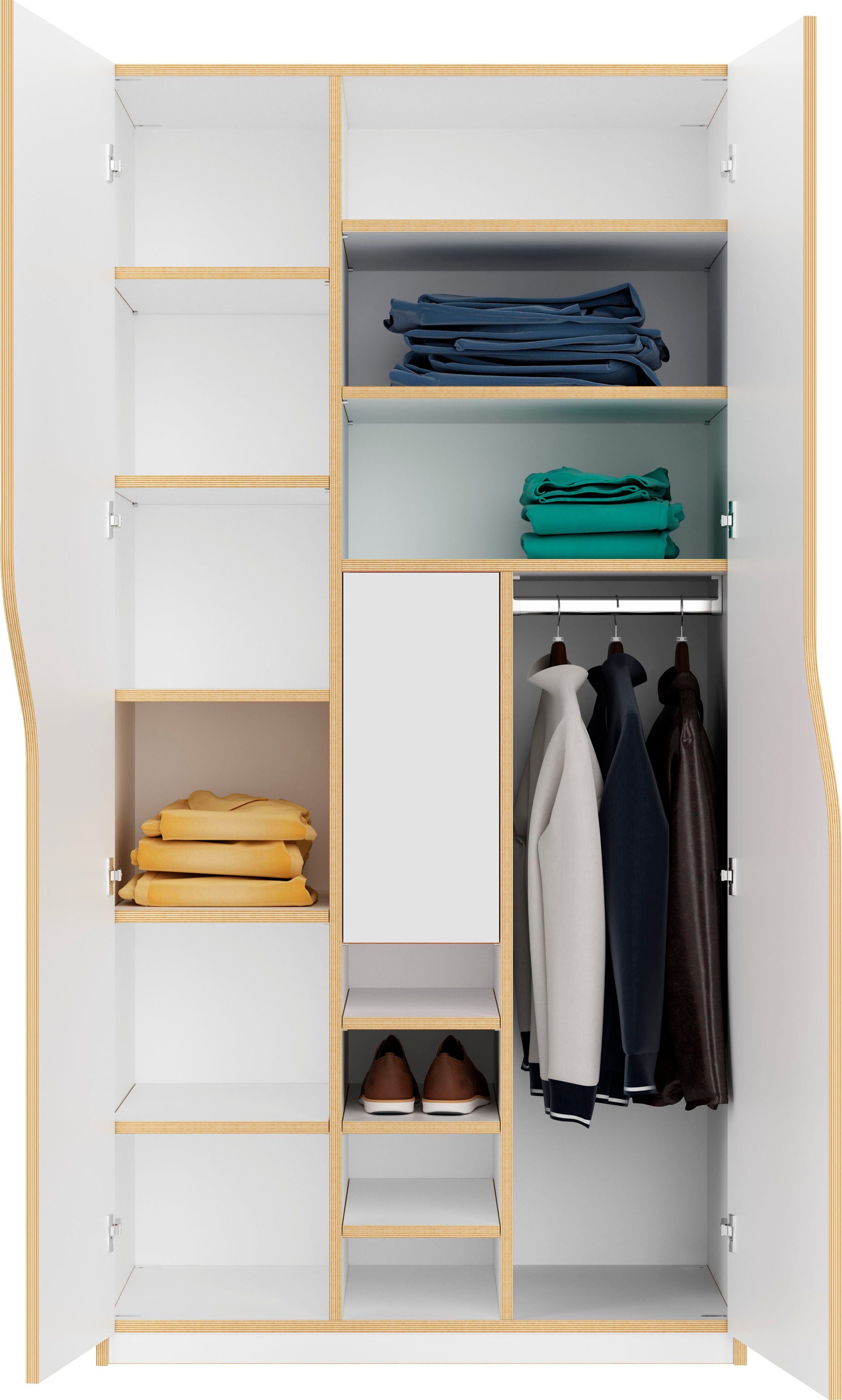 Tür einer LIVING Müller Kleiderstange Kleiderschrank und einer Nr. inklusive 5 PLANE Ausstattung SMALL innenliegenden
