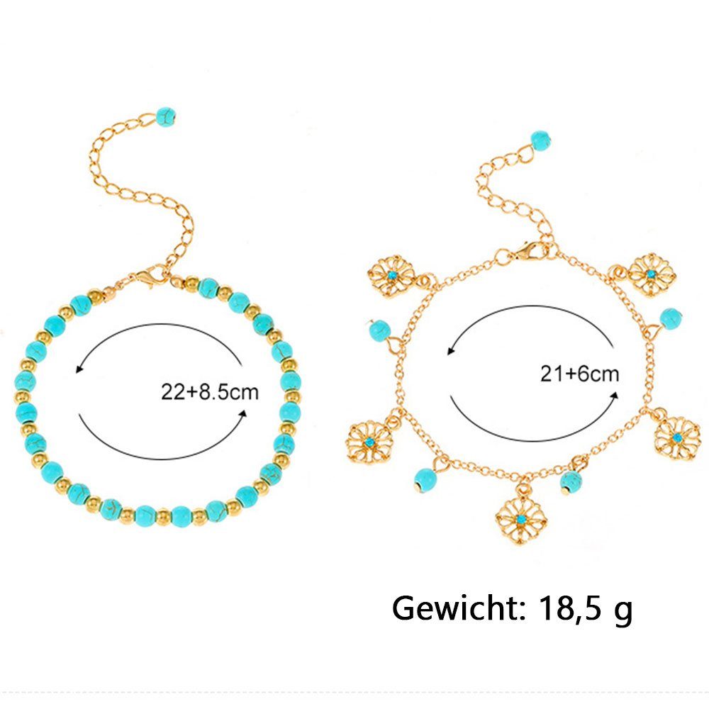 Damenschmuck und Schmuckset Hochzeits Halskette Set AUzzO~ Folk-Stil Armband Schmuckset (2-tlg)