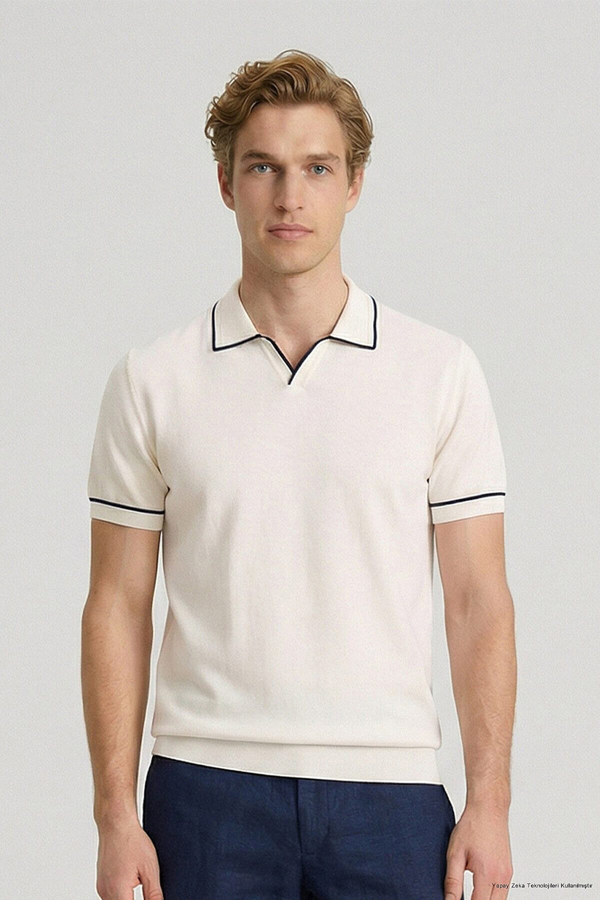 SmileSmile Longpullover Off-White 100% Baumwolle Polo T-Shirt