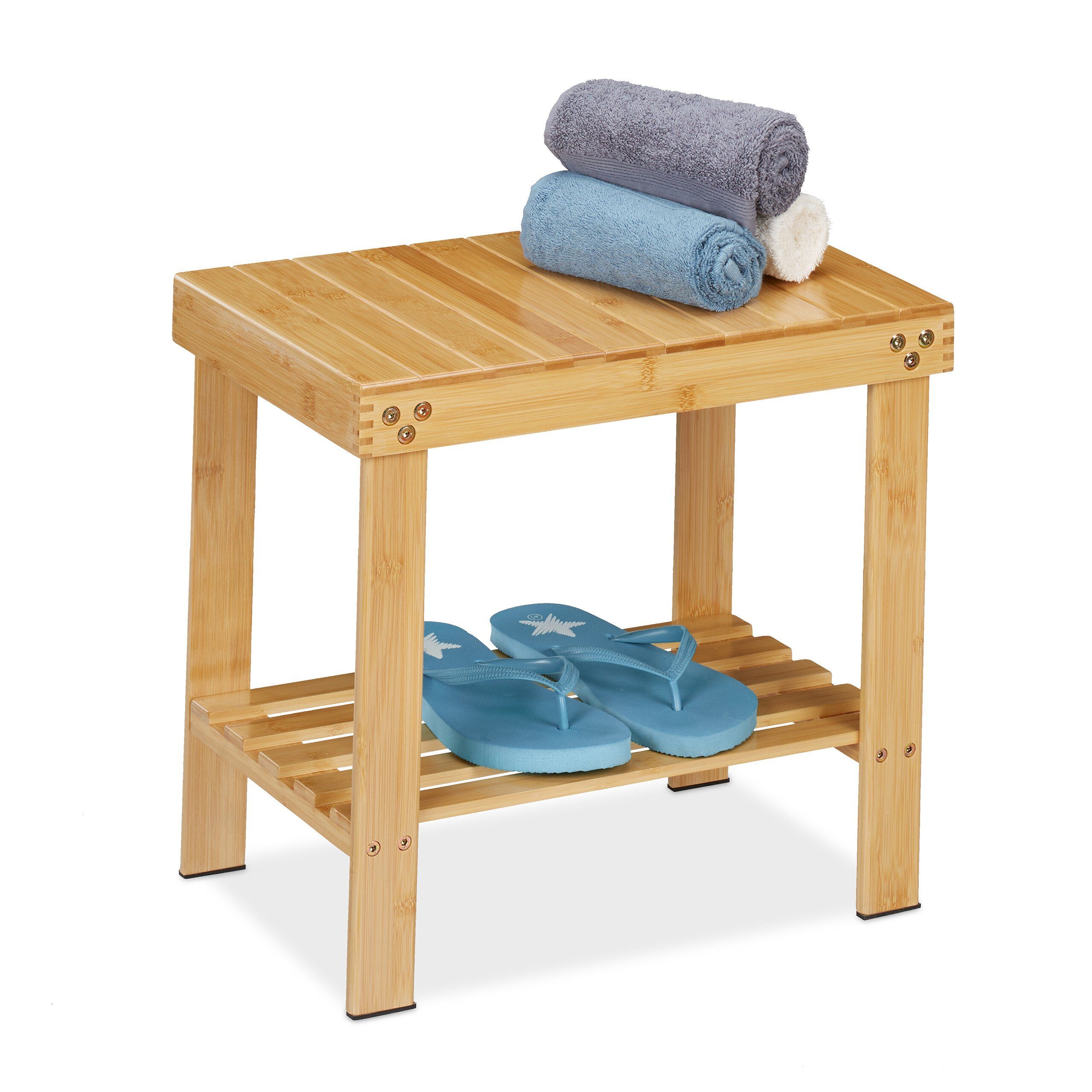 relaxdays Badhocker aus Bambus günstig online kaufen