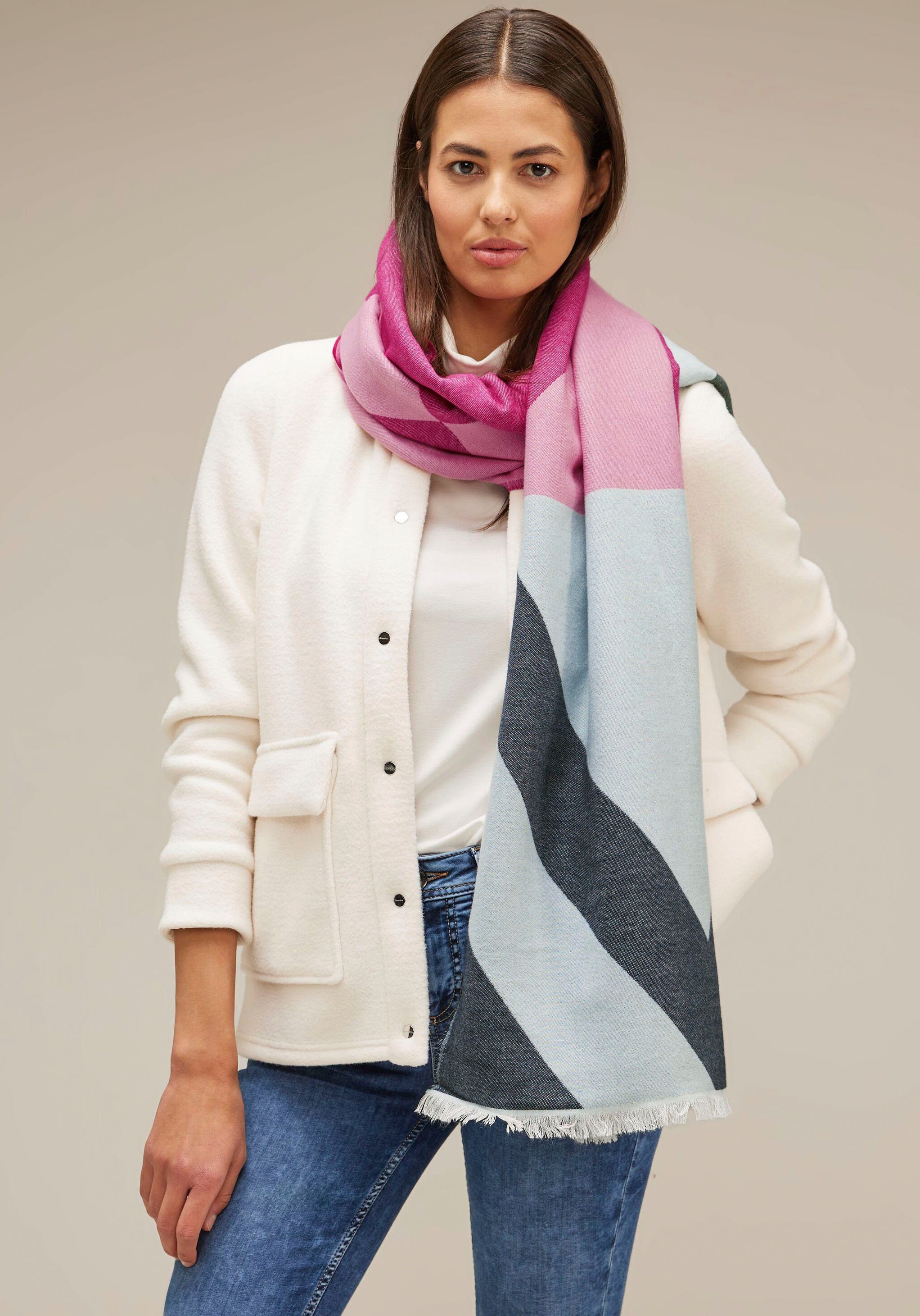 Ikat-Muster mit Schal, ONE STREET mehrfarbigem