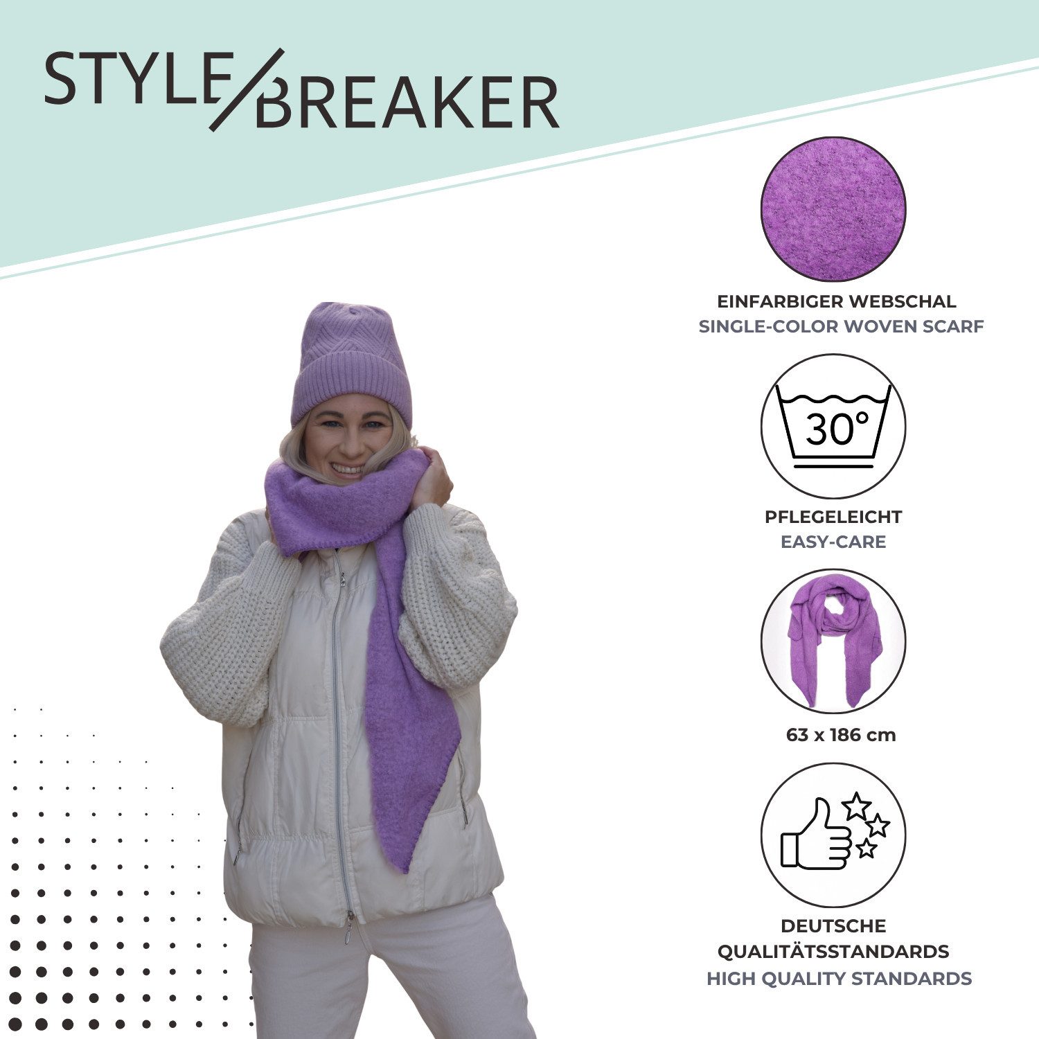 styleBREAKER XXL-Schal Asymmetrischer unifarbener Web Schal, (1-St) – Bild 4 von 5