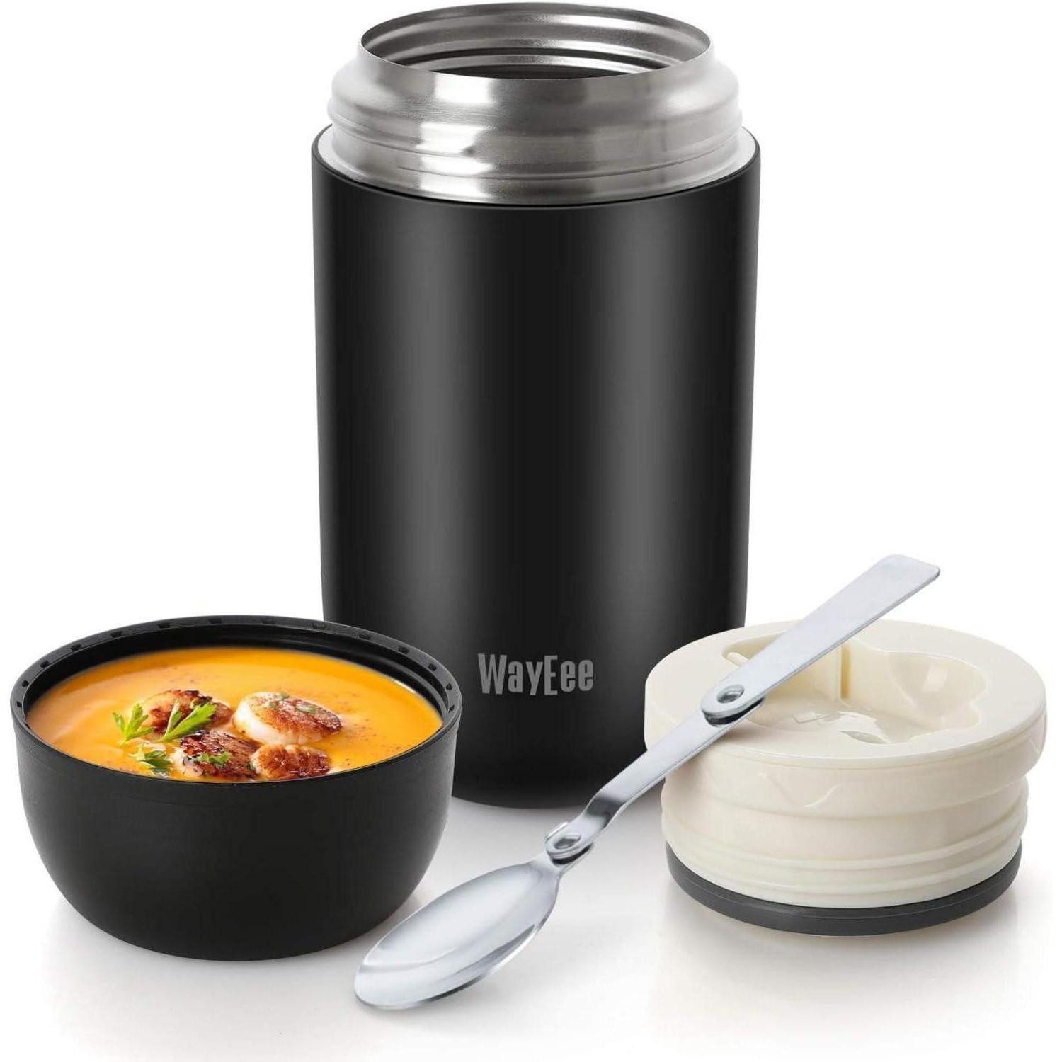 LuxusKollektion Thermobehälter Thermobehälter Essen 710ml Edelstahl mit Löffel und Luftventil, Metall