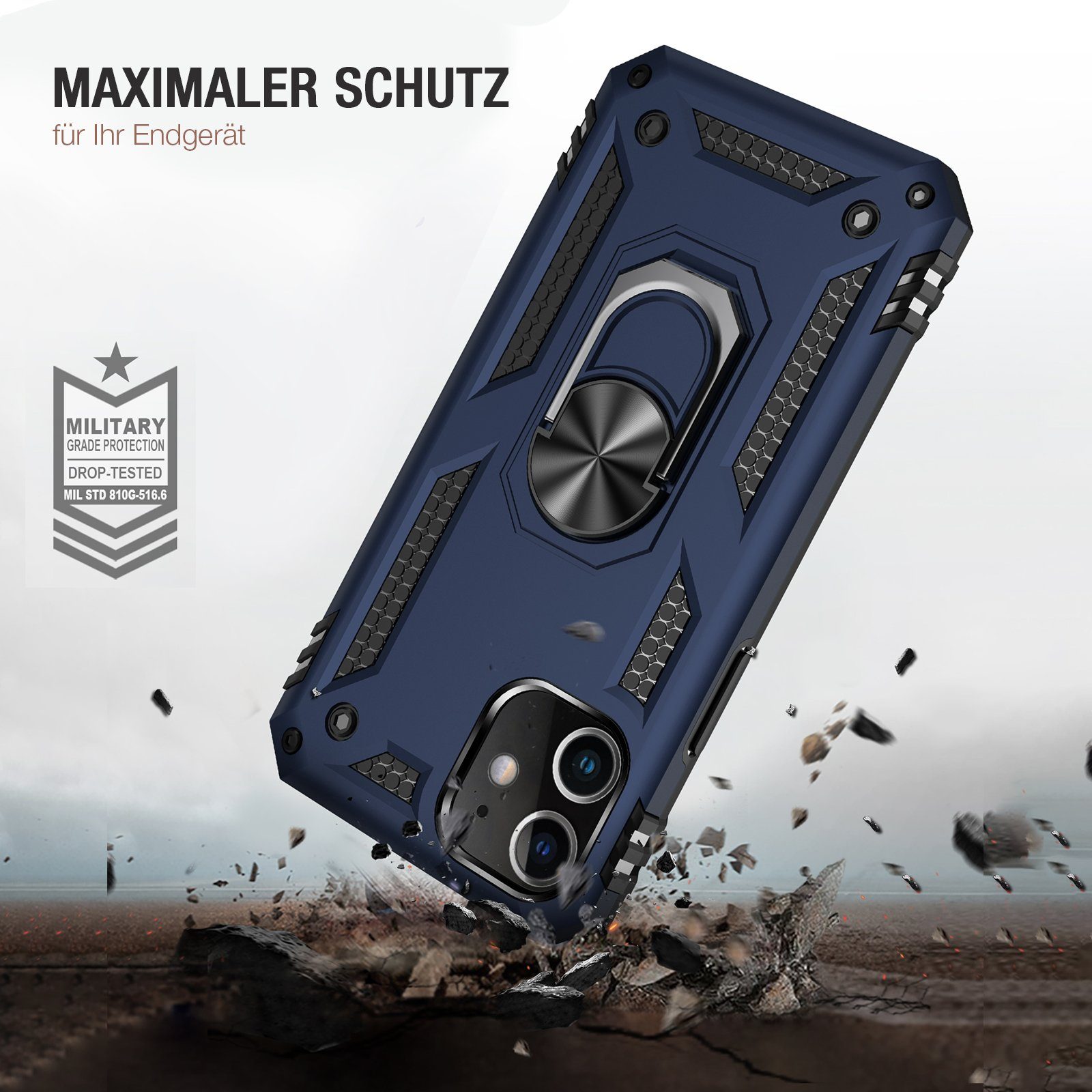 Tec-Expert Handyhülle Outdoor Cover Hülle für Apple iPhone 12 Pro 6.1 Zoll, 6.1, Premium Hülle aus verstärktem Polycarbonat