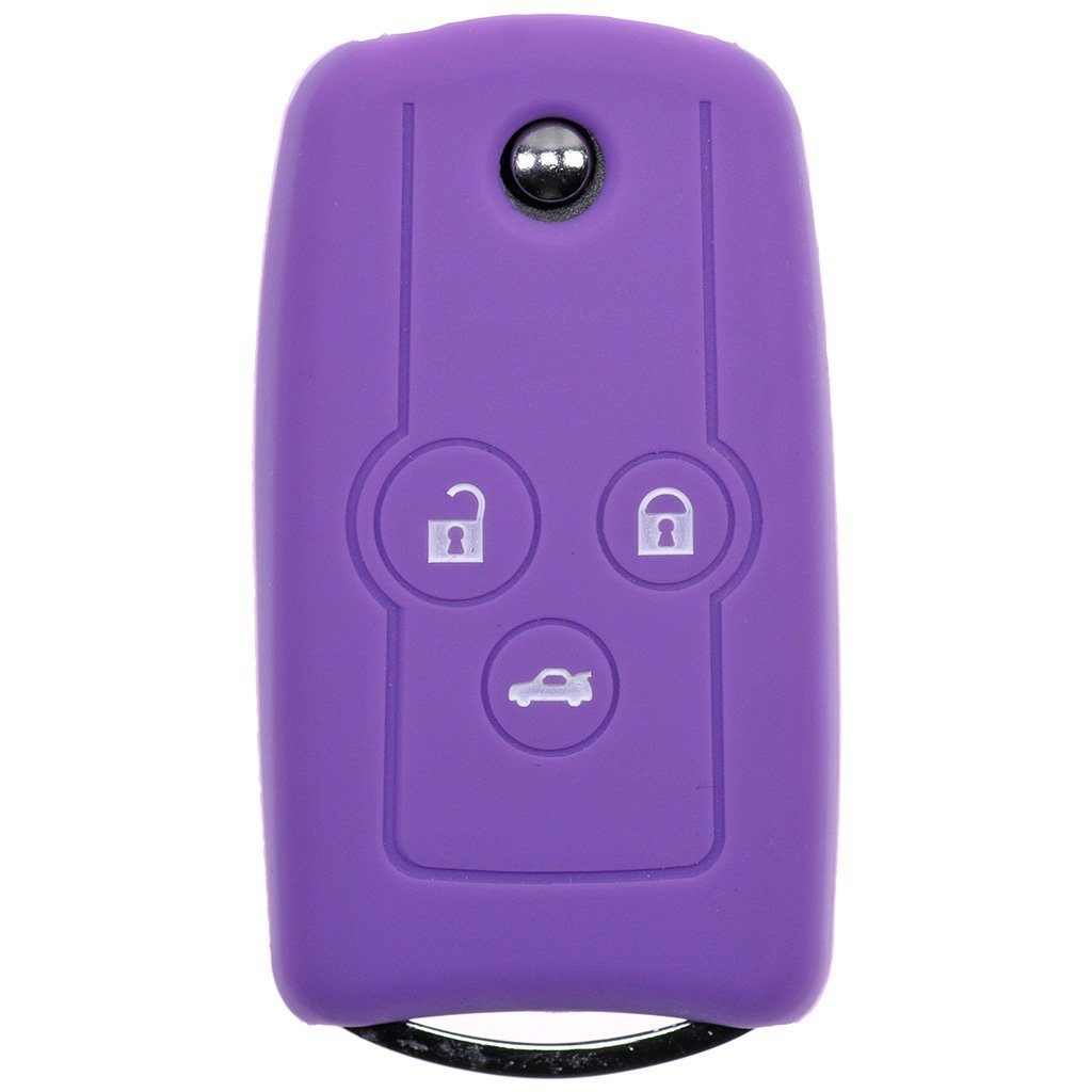 mt-key Schlüsseltasche Autoschlüssel Softcase Schutzhülle 3 Lila, Accord Honda Civic für CR-V Silikon Tasten Jazz Klappschlüssel