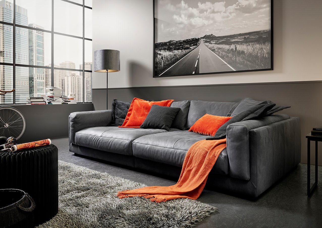 3C Candy Big-Sofa Karalis mit extra großer Sitztiefe, elegantes Mega Sofa zum Relaxen, auch in Cord- oder Leder-Bezug, lose Kissen, loungige Bequemlichkeit