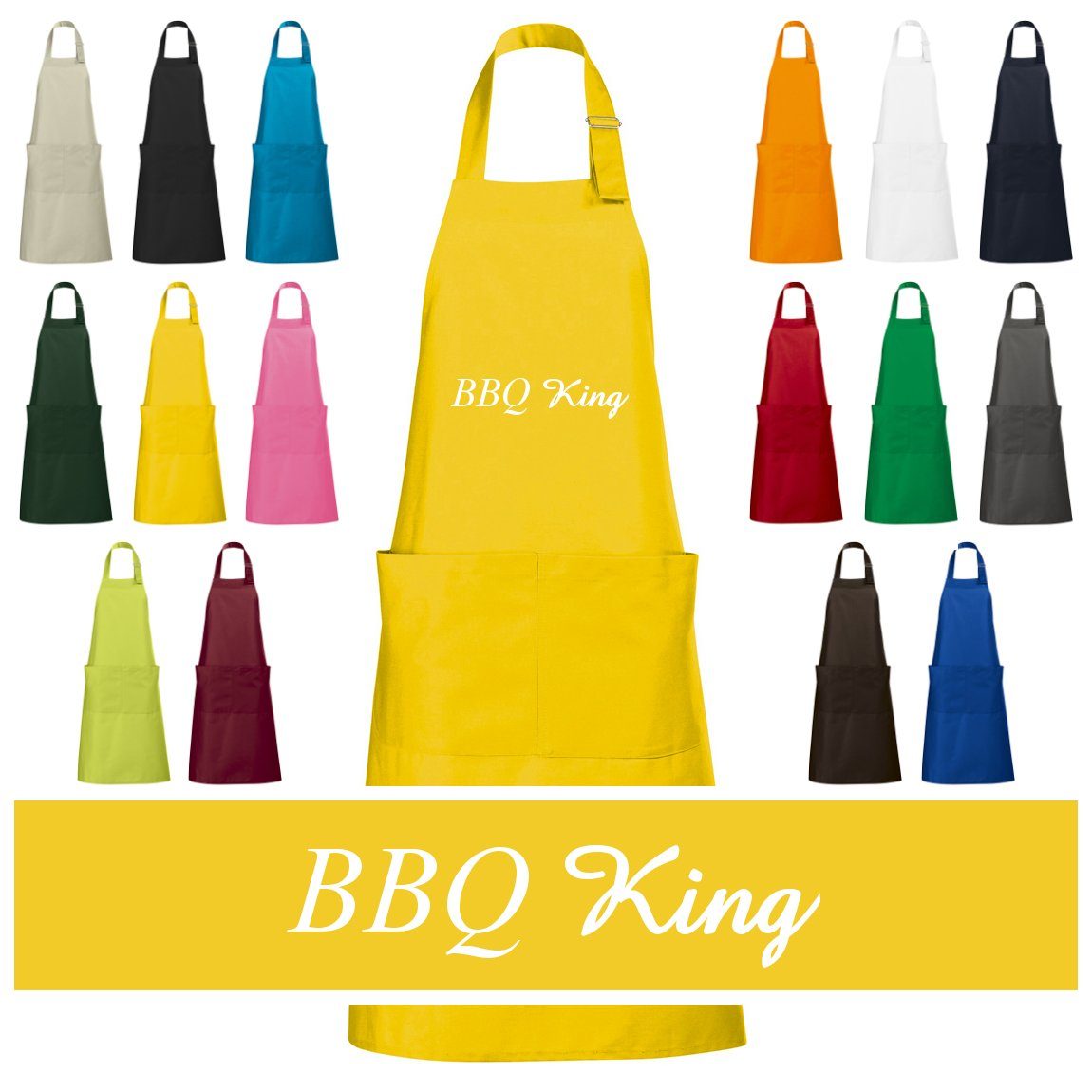 Schnoschi Grillschürze Hochwertige Küchenschürze mit BBQ King bestickt, Stickerei mit BBQ King