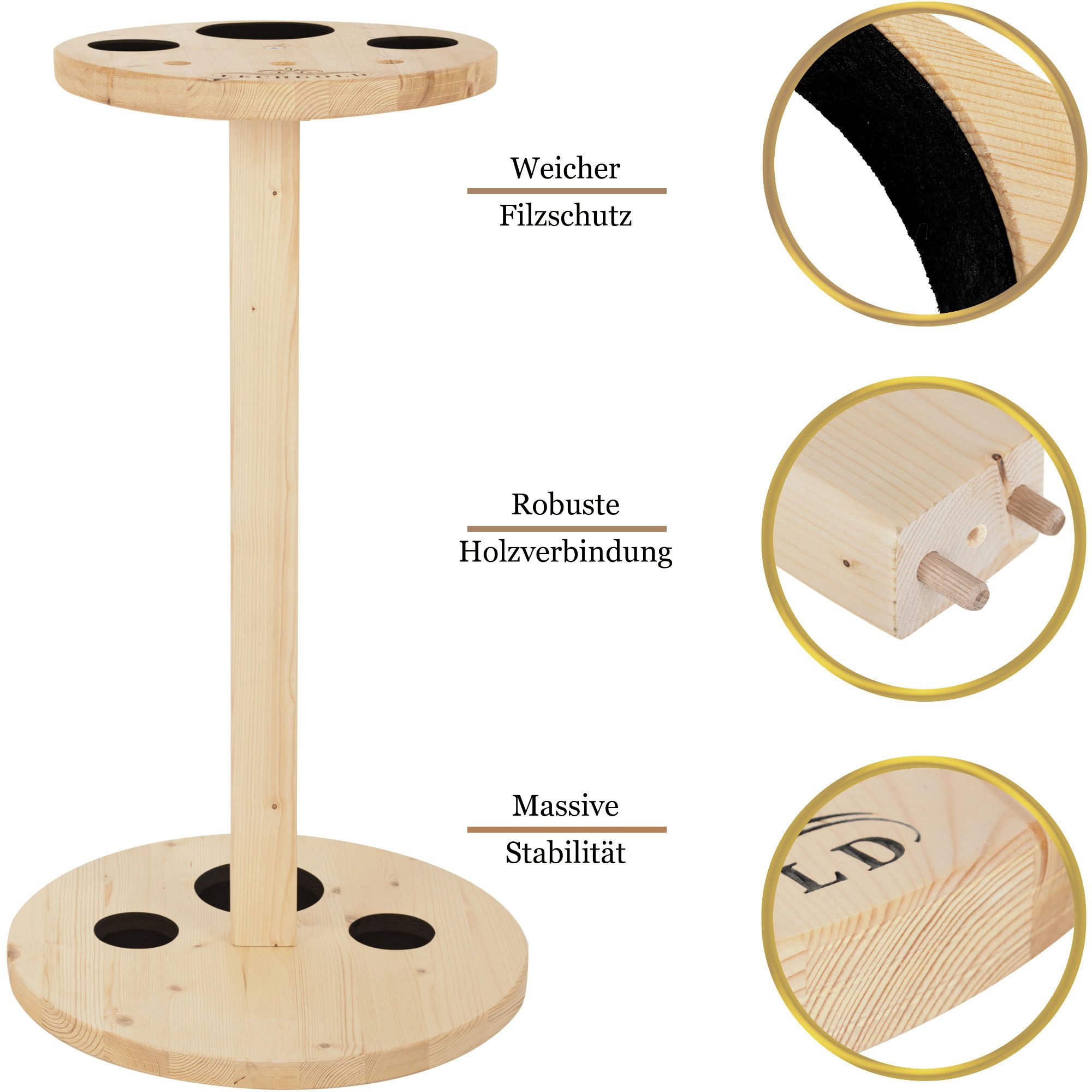 Lechgold Musikinstrumentenständer Lechgold AHS-2NG Alphornständer Natur, (Stück, 1-tlg., Lechgold Alphornständer), mit 3 Mundstückhalterungen
