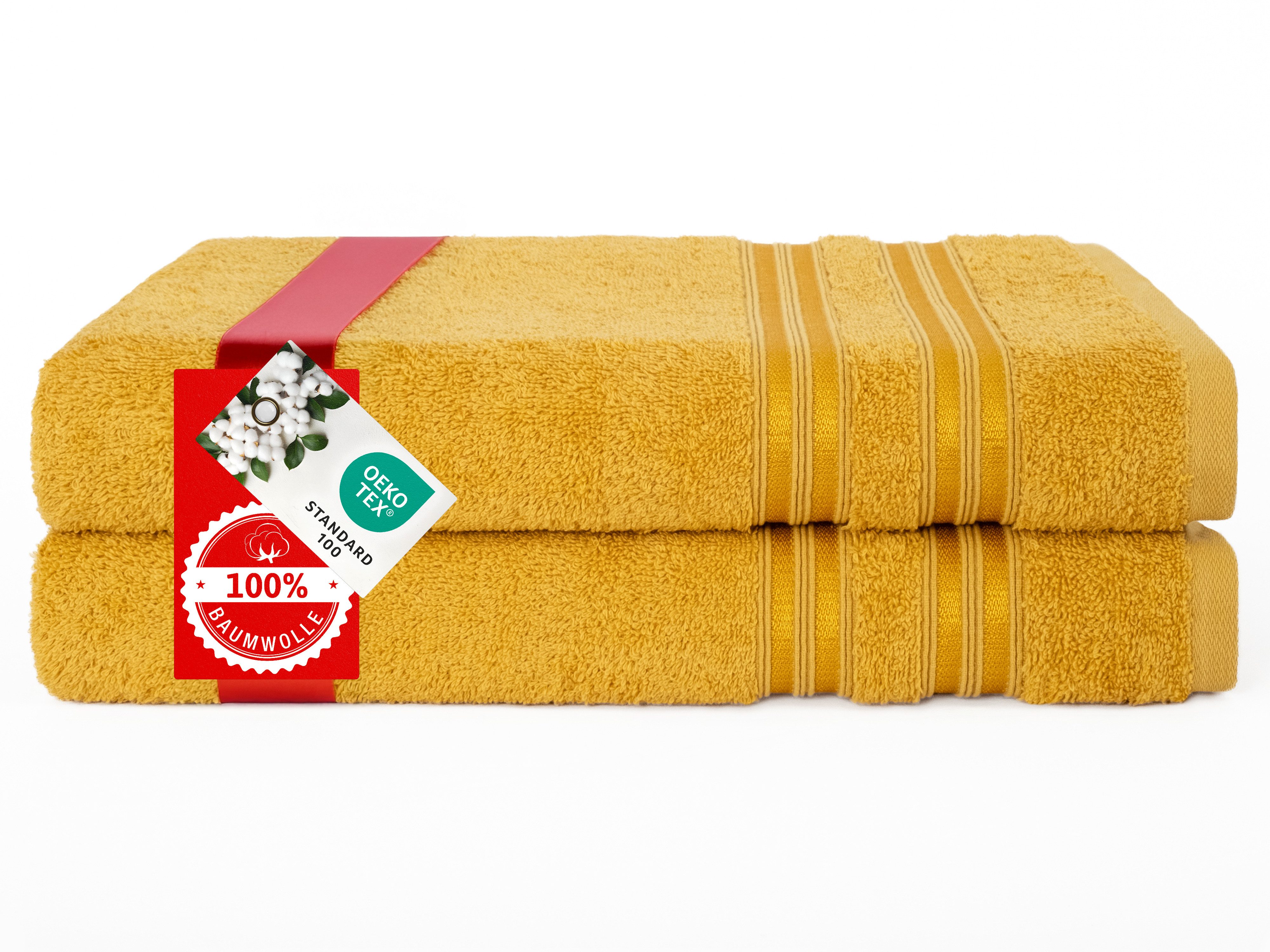 HAMMETEX Duschtuch 2er Set Badetücher 70x140 cm, 100% Baumwolle, Weich & Saugstark, Frottier (Set, 2-St), mit Bordüre, einfarbig, weich – Bild 3 von 5