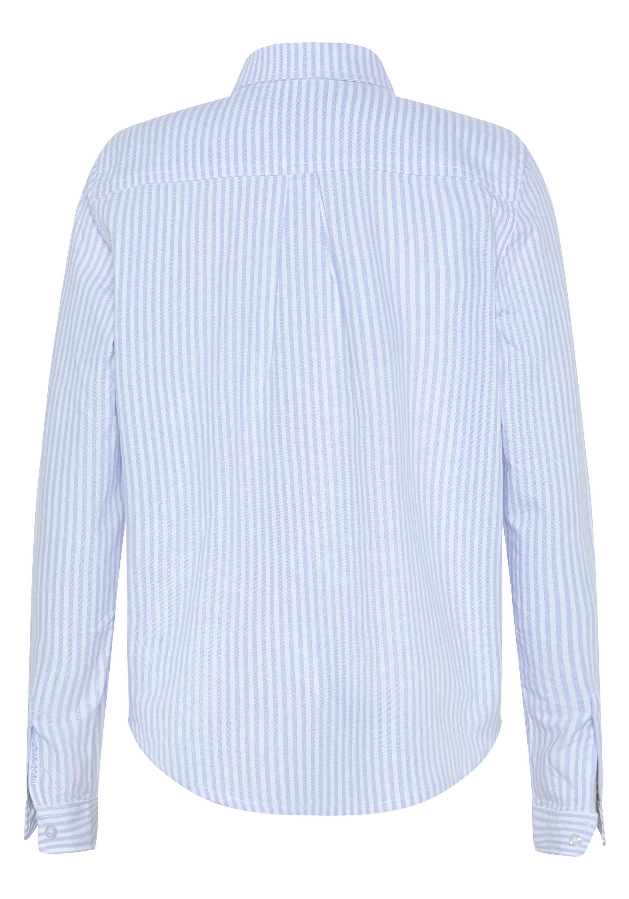 Streifenmuster Polo Hemdbluse mit Blue/White 4010 Light Sylt