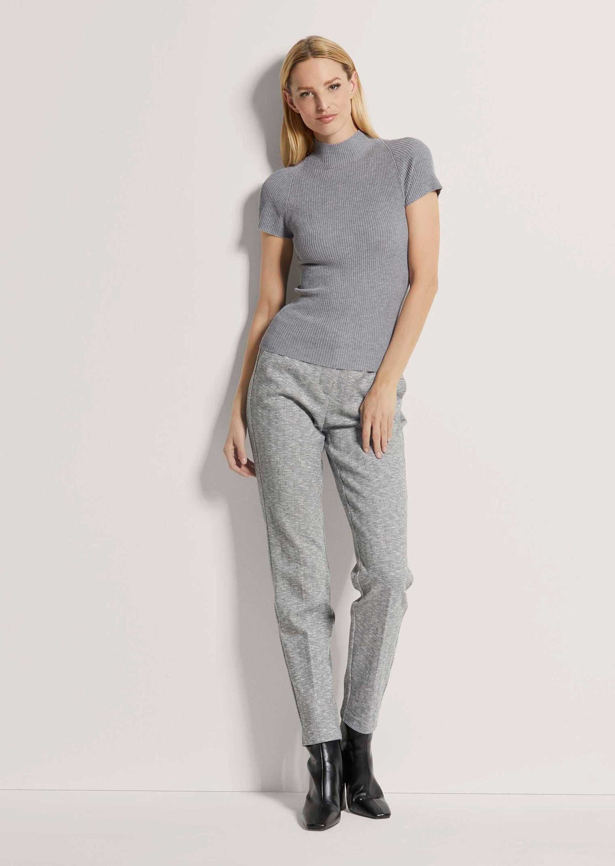 MADELEINE Strickpullover Kurzarm-Pullover aus Strick Rippenstrick mit Stehk günstig online kaufen