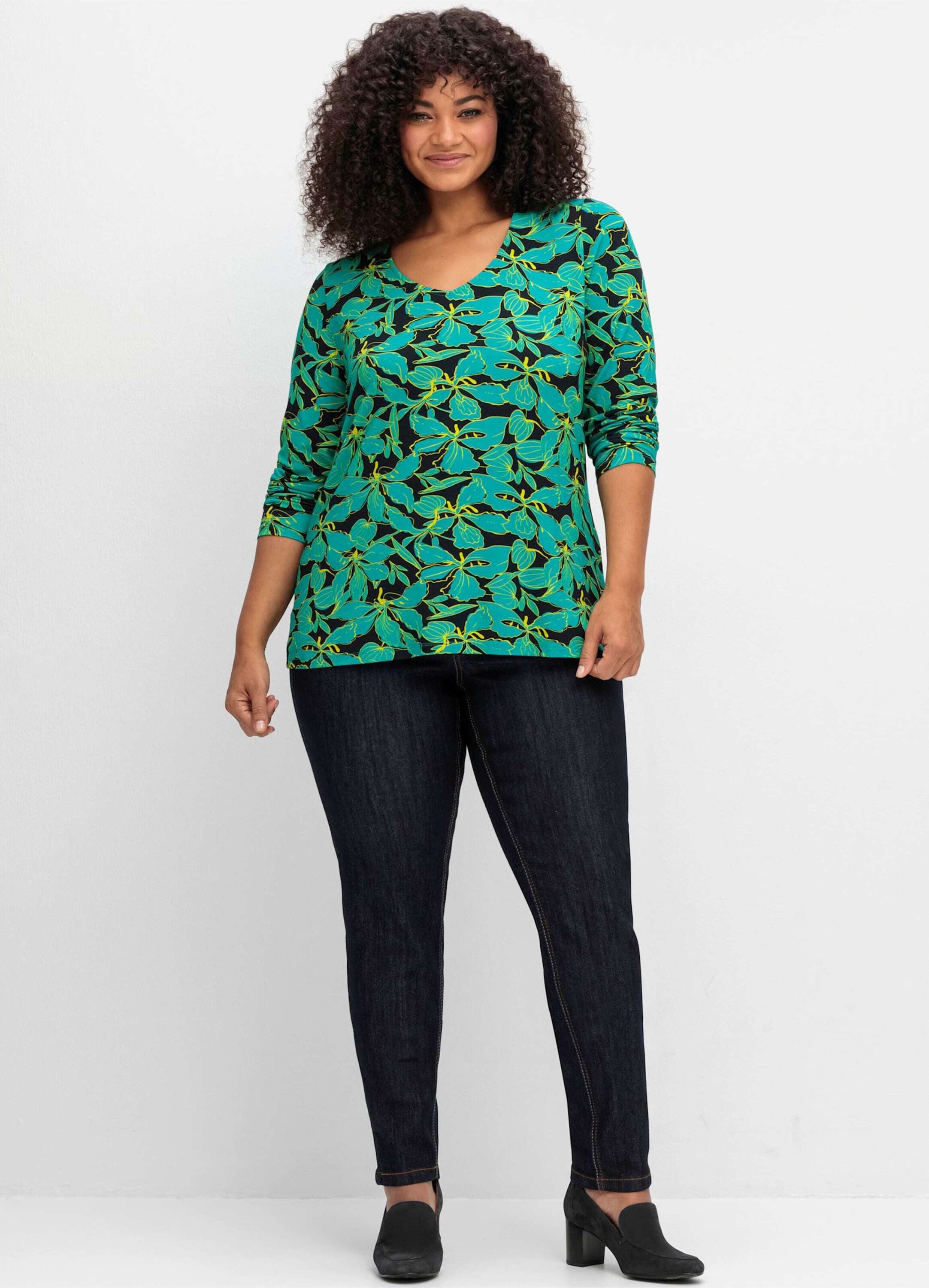 sheego by Joe Browns T-Shirt T-Shirt Langarm mit floralem Alloverprint günstig online kaufen