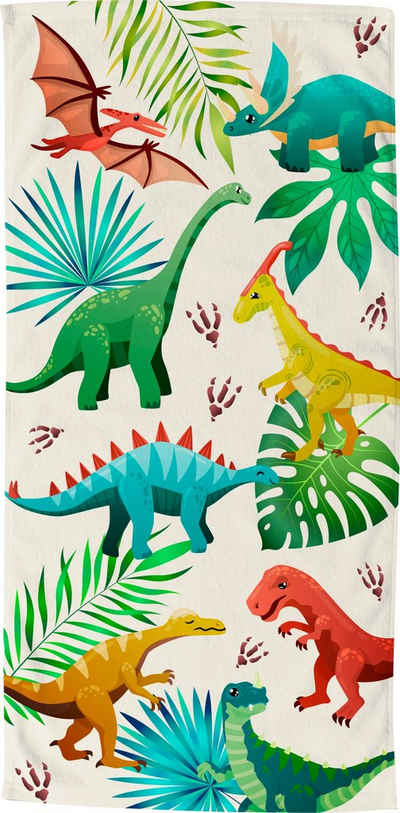 good morning Strandtuch Dinos, Microfaser (1-St), Dinosaurier Motiv, trocknet schnell, Kinder