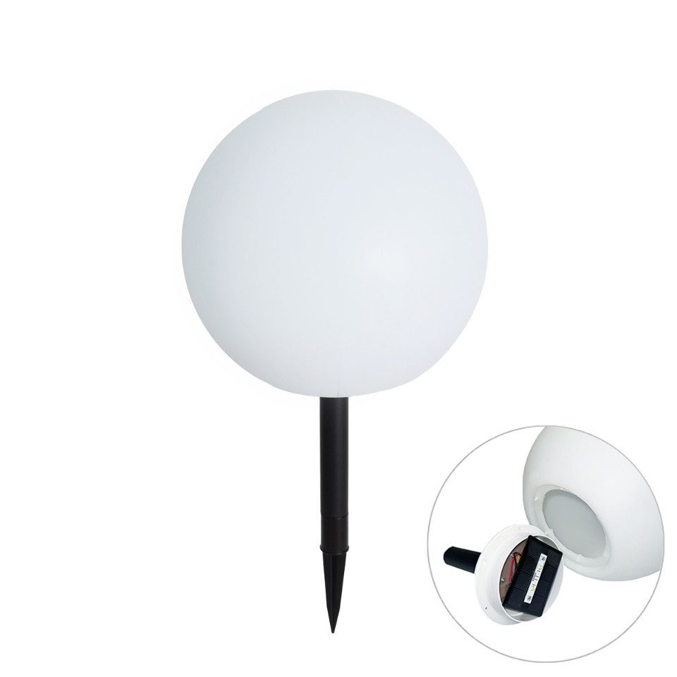 Qazqa LED Solarleuchte Ludger, LED fest integriert, Extra-Warmweiß, QAZQA Solar­leuchte, integrated, Weiß, Kunststoff, Modern