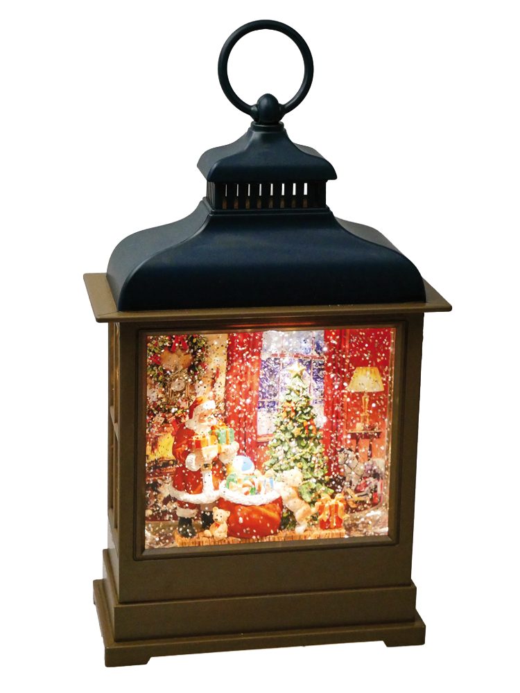 Musicboxworld Spieluhr Spieluhr -Schneekugel Laterne Santa im Weihnachtszimmer