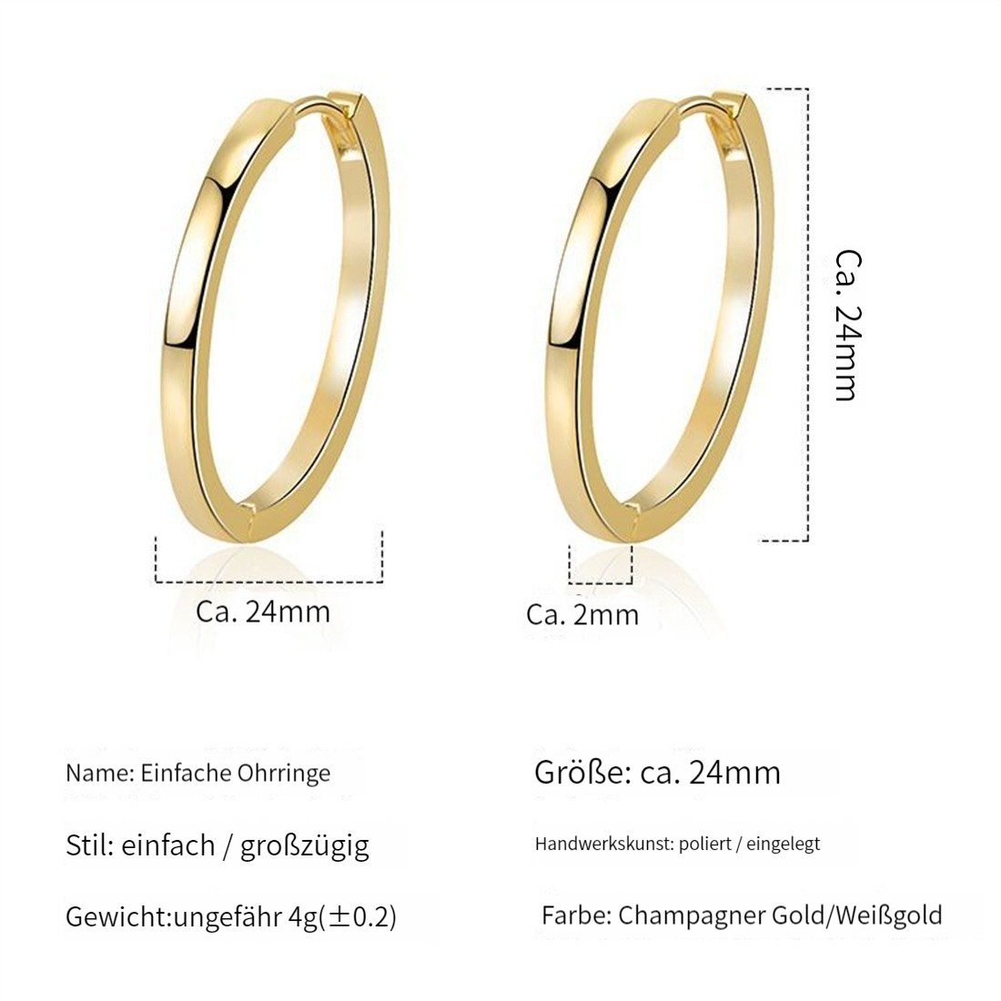 Trend Mode Ohrhänger Neue (1-tlg), Dating Party Frische Schmuckstücke Persönlichkeit Ohrringe, Süße, Paar Damen Schmuck, YOOdy~ Ohrringe Weißgold Kreisohrringe,Runde Elegante