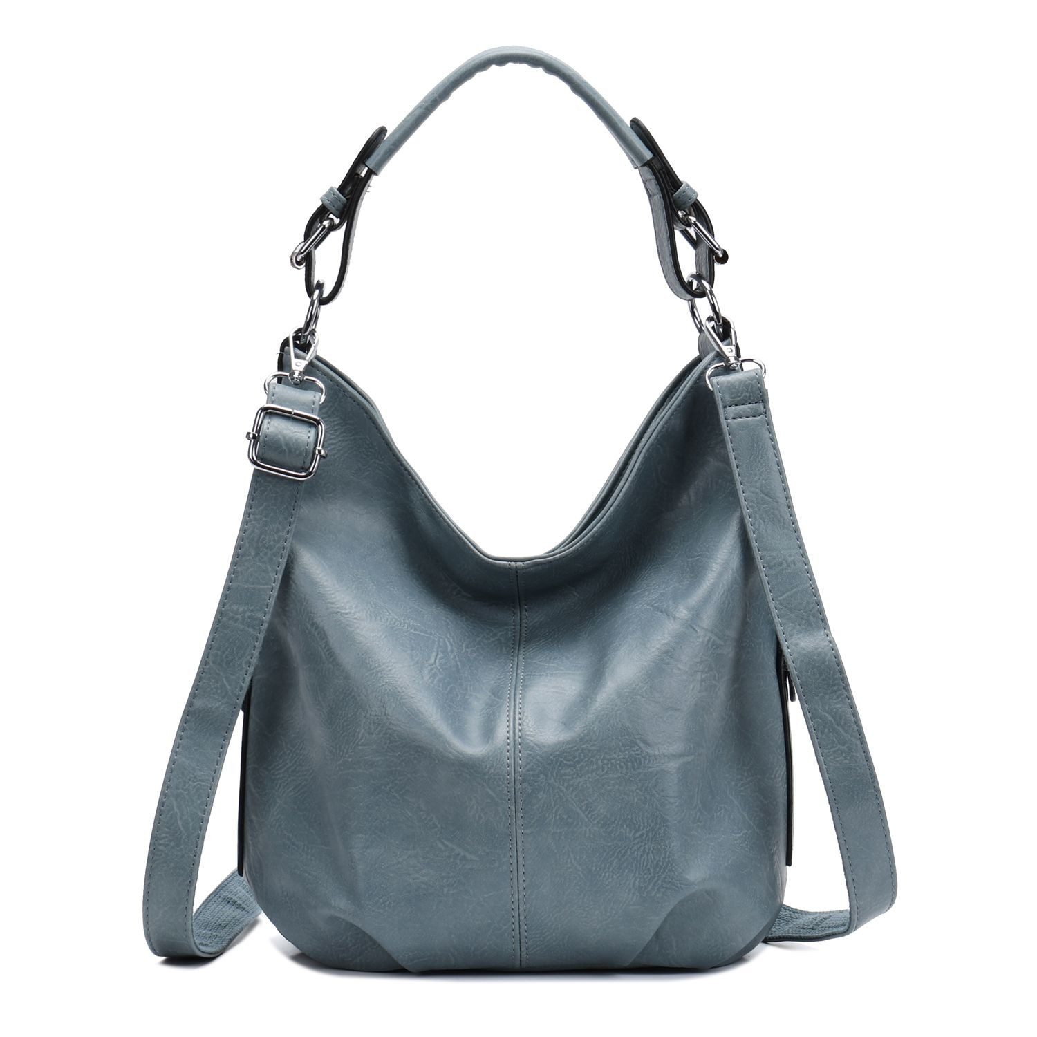 ITALYSHOP24 Schultertasche DAMEN SHOPPER Hobo Bag Umhängetasche Handtasche City Bag Cross-Over (Spar-Set: Henkel Tasche mit Schultergurt, Workbag Leder Optik, 2-tlg., mit Henkel und Schultergurt), Damentasche Freizeit Abend Leder Optik Henkeltasche Reise Crossbody