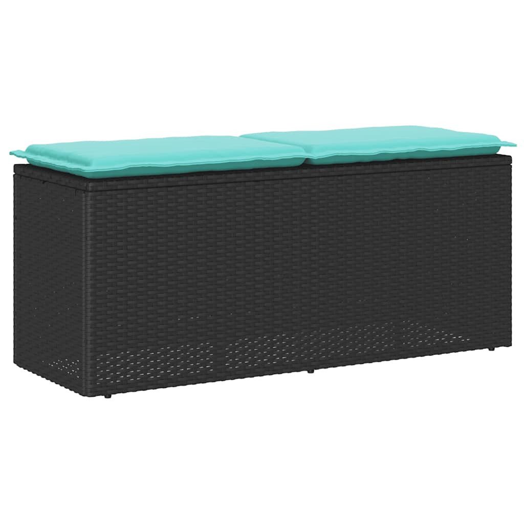 vidaXL Gartenbank Gartenbank mit Kissen Schwarz 110x40x44 cm Poly Rattan (1-St)