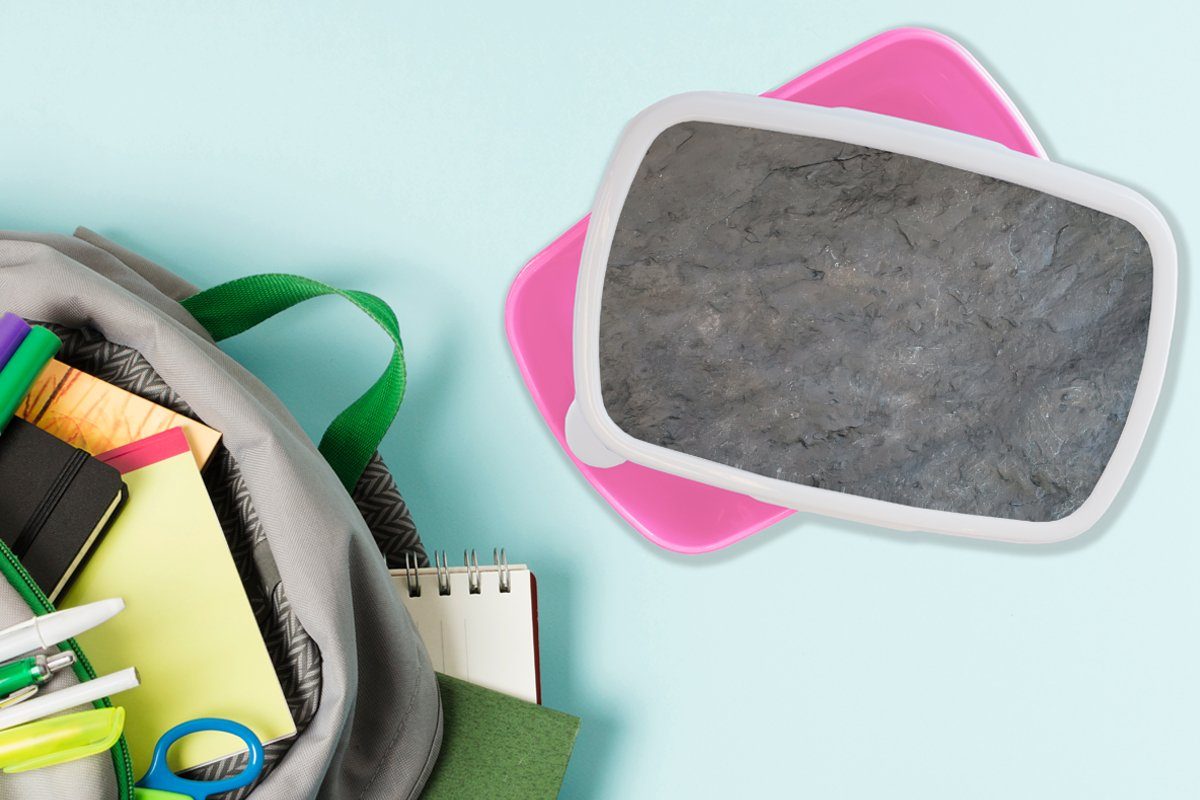 MuchoWow Lunchbox Schiefer Brotbox Kunststoff, Grau, (2-tlg), rosa Brotdose Kunststoff - Verwittert - Kinder, für Snackbox, - Erwachsene, Mädchen, Industriell