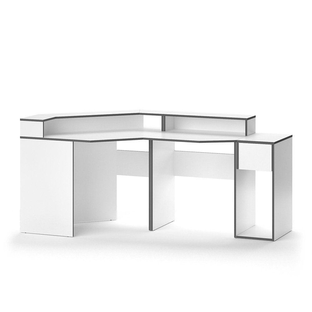 Vicco Computertisch Schreibtisch-set KRON Weiß/Grau
