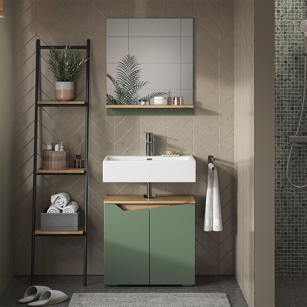 Vicco Waschbeckenunterschrank Marelle, Grün/Anthrazit, 60 x 57.5 cm mit 2 Türen (1-St)